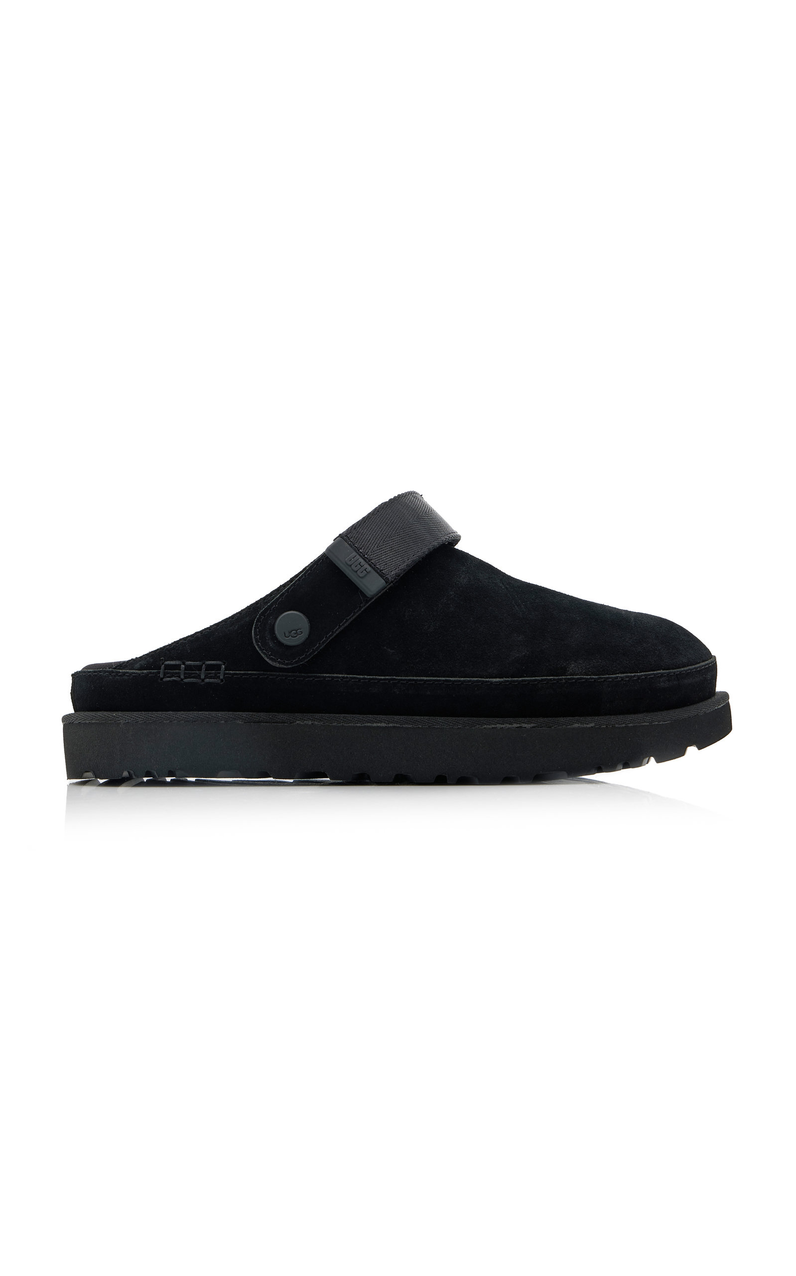 Ugg Chic Sheepskin Sandals With Adjustable Strap And Cushioned Sole In Black