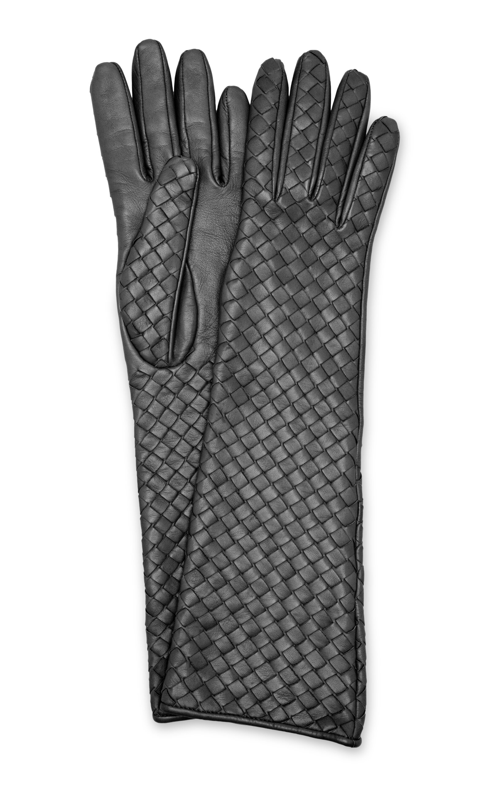 Bottega Veneta Soft Intrecciato Leather Gloves In Black