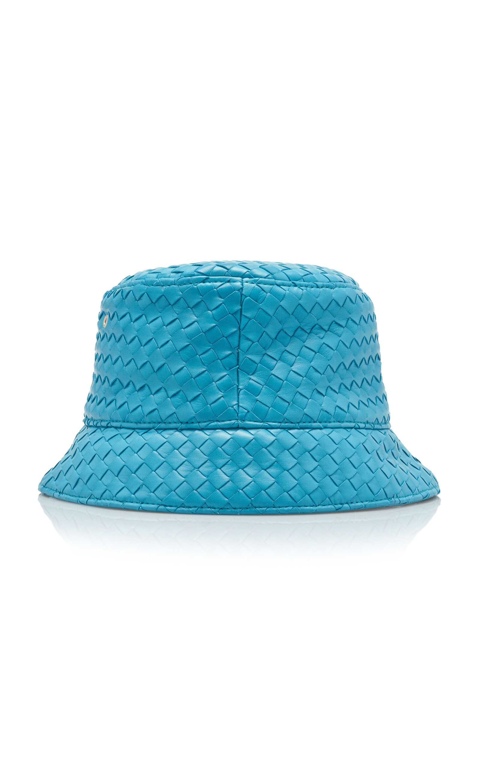 Shop Bottega Veneta Intrecciato Leather Bucket Hat In Blue