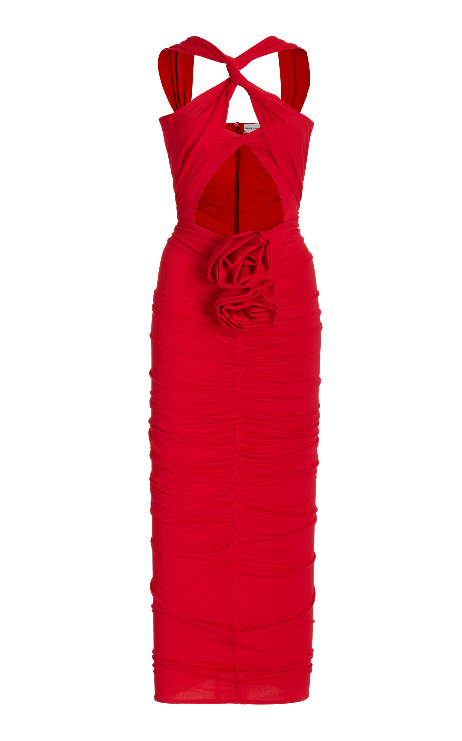 Magda Butrym Exclusive Gathered Cutout Midi Dress In Red ModeSens