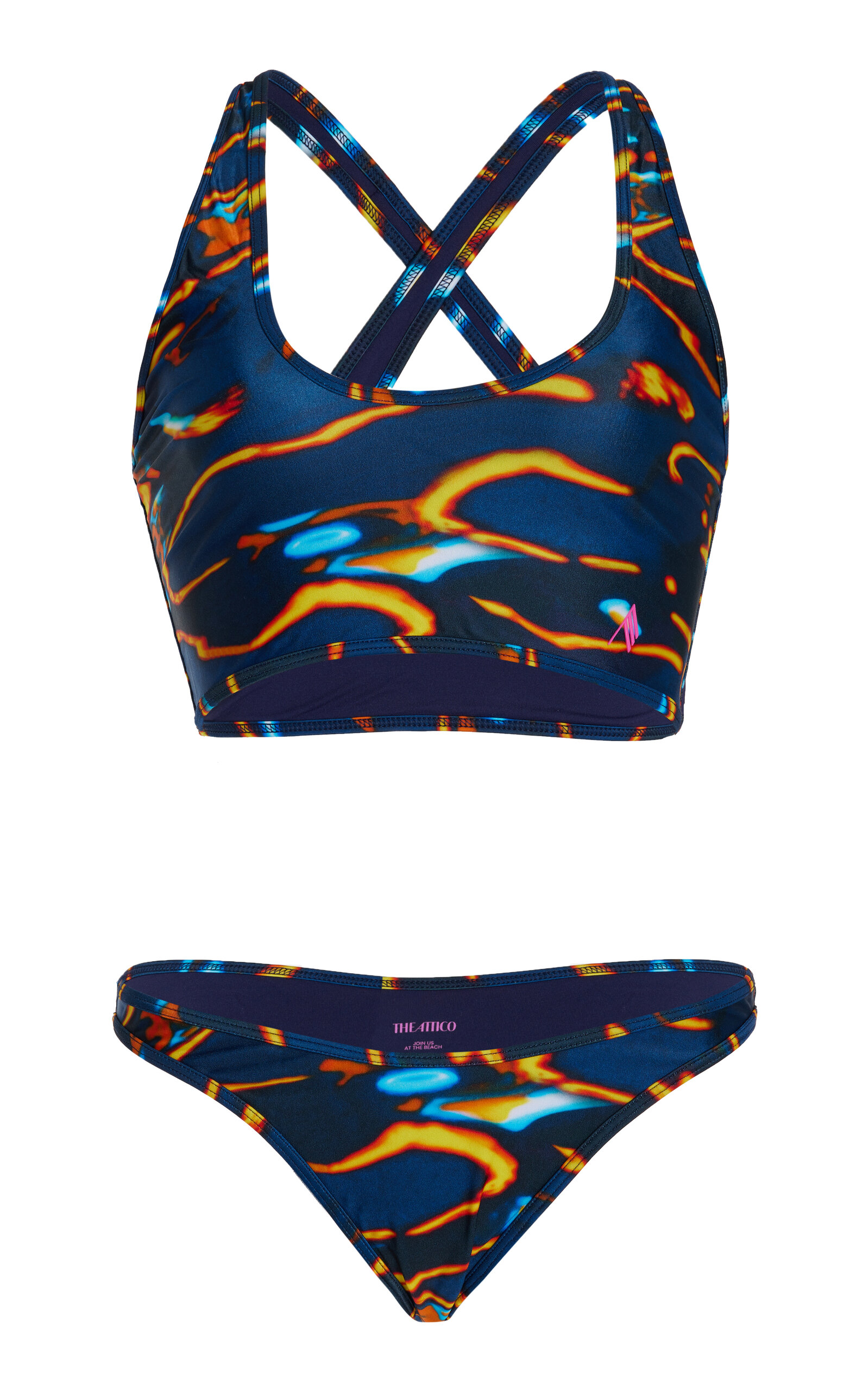 Attico Asymmetric Printed Bikini Set In Multi