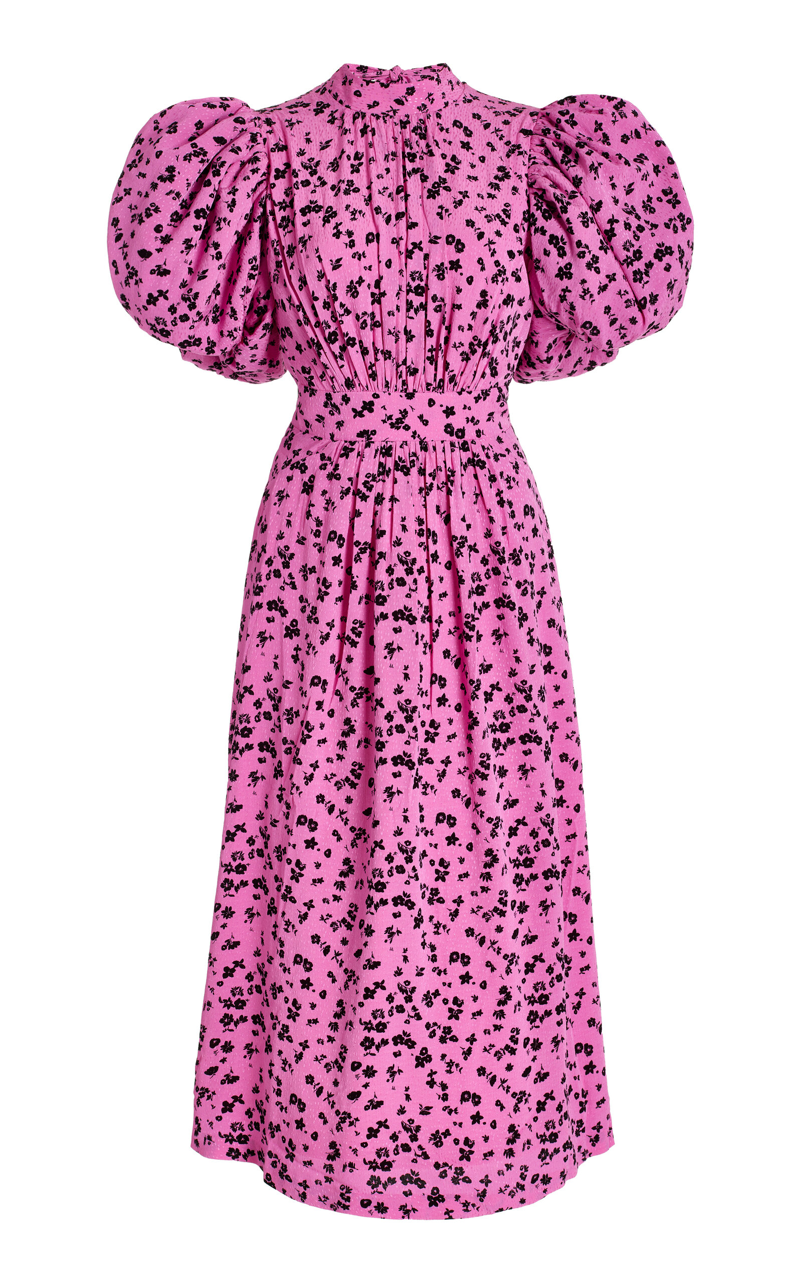 Rotate Birger Christensen Noon Printed Viscose Midi Dress In Pink