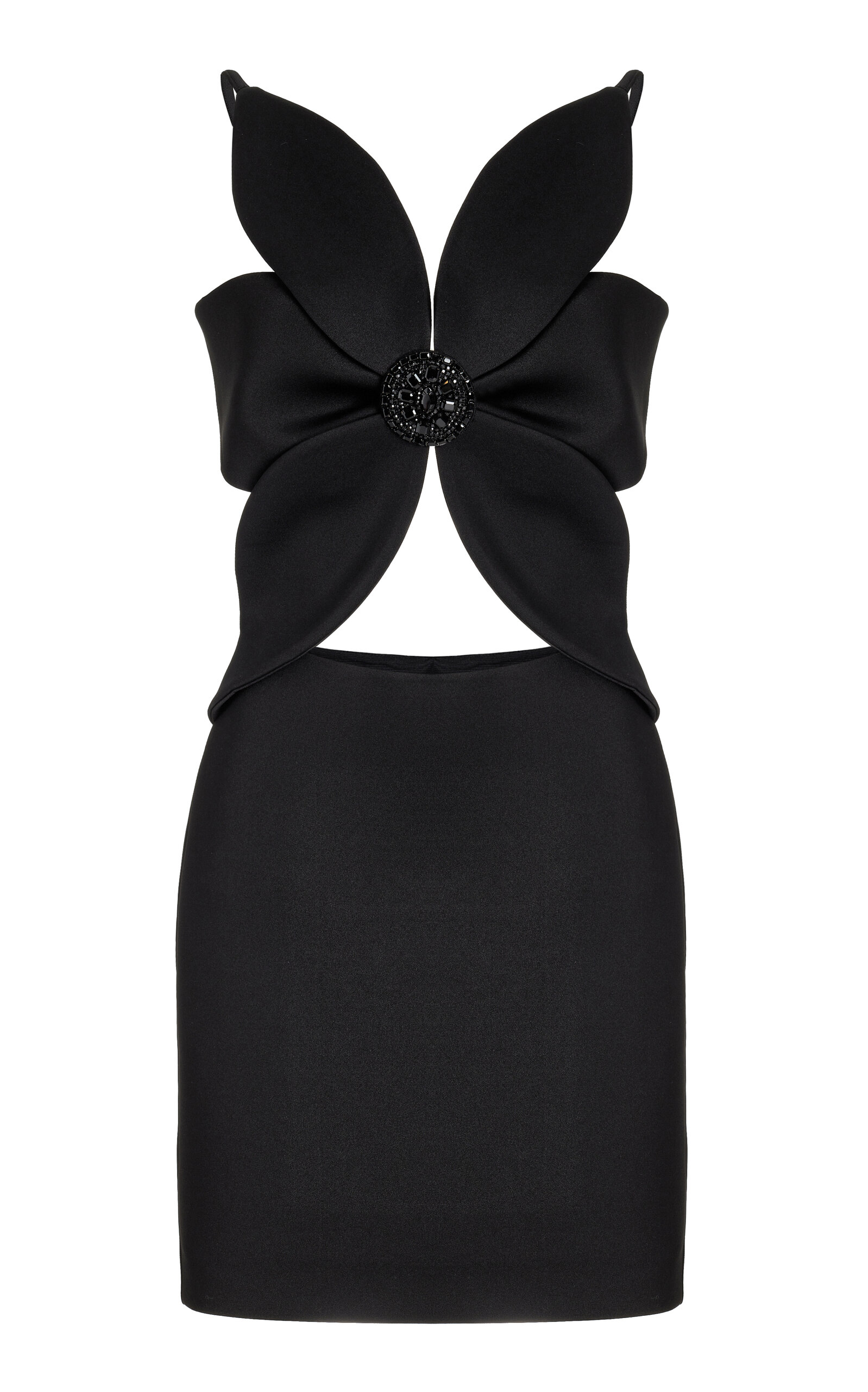 Rotate Birger Christensen Sequin-embellished Flower Minidress In Black