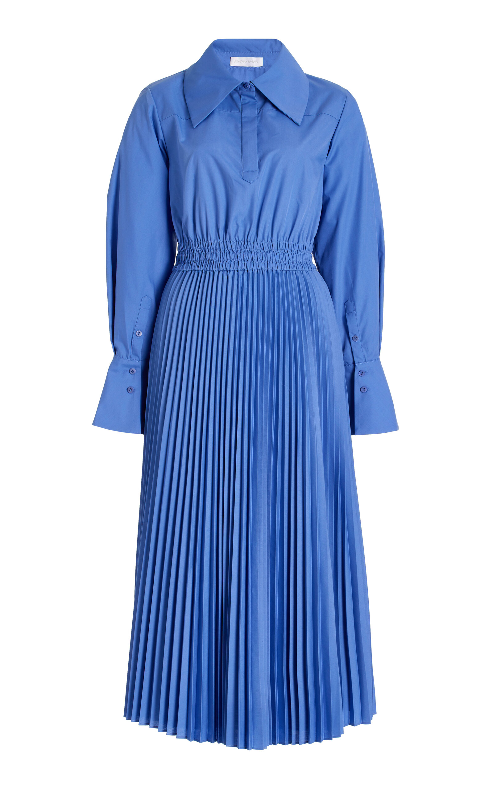 Simkhai Elka Pleated Poplin Shirt Dress In Blue