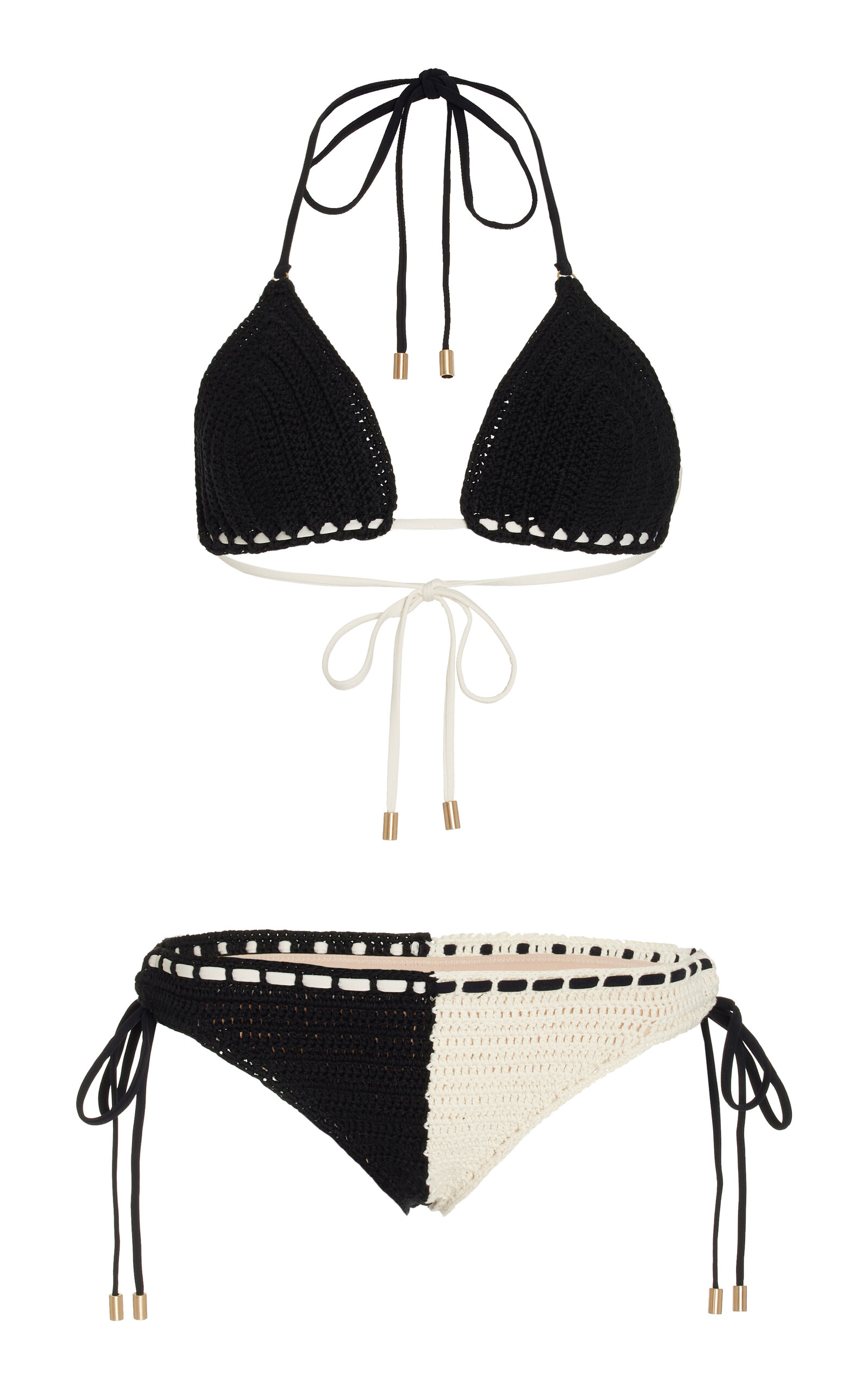 white and black crochet bikini