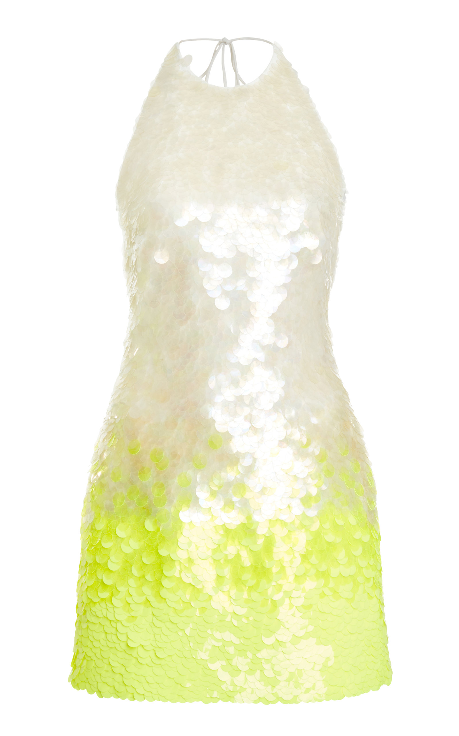 David Koma Sequined Crepe Halterneck Mini Dress In Yellow