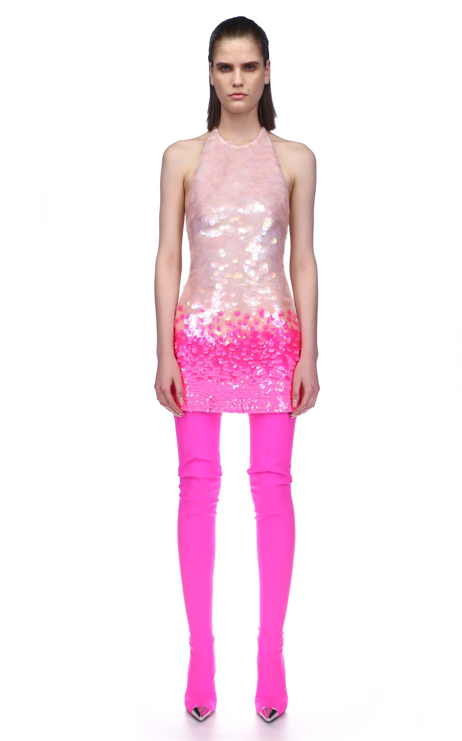 David Koma Women's Paillette-embellished Mini Dress In Yellow,pink