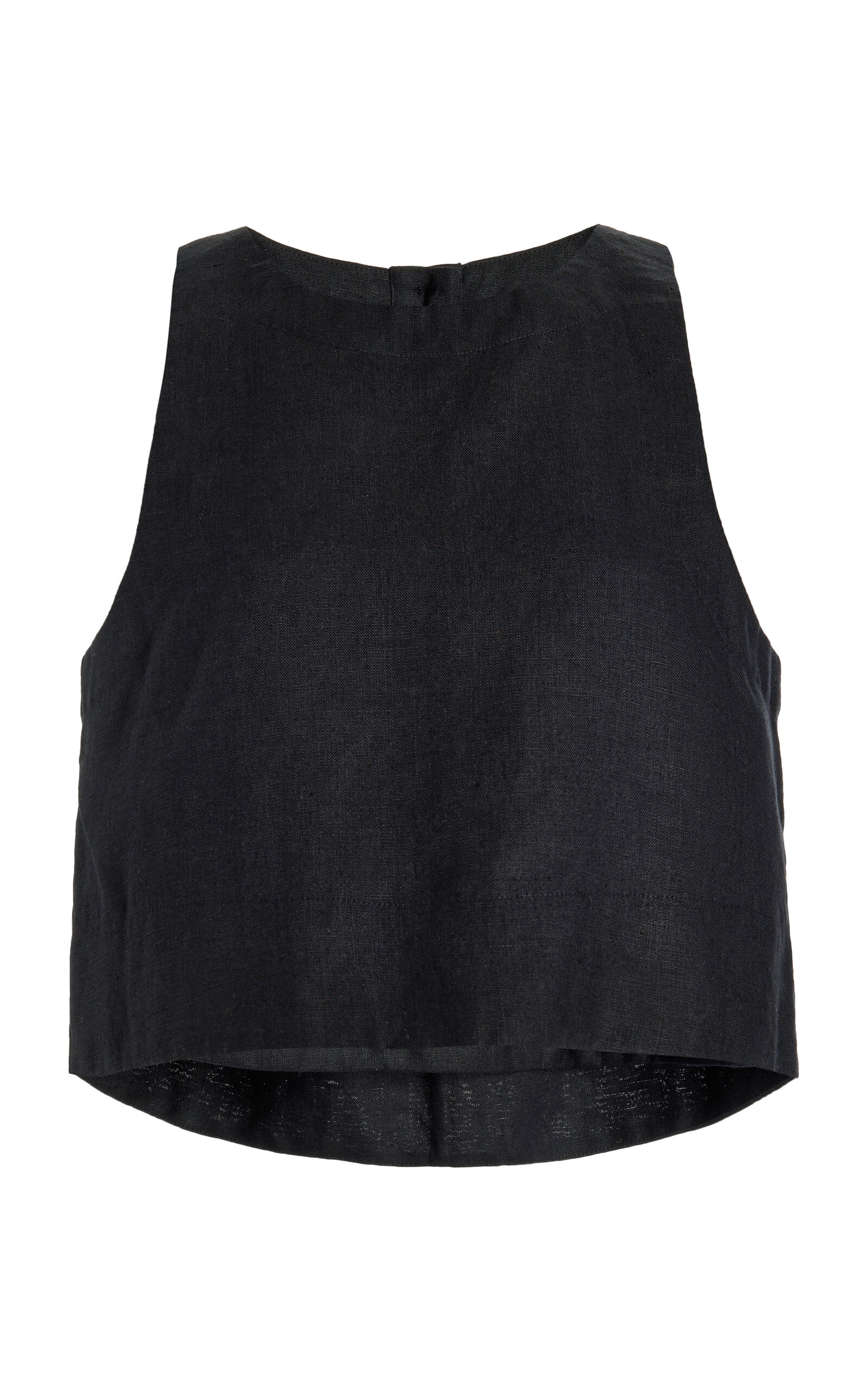 Shop Posse Exclusive Poppy Linen Cropped Top In Black