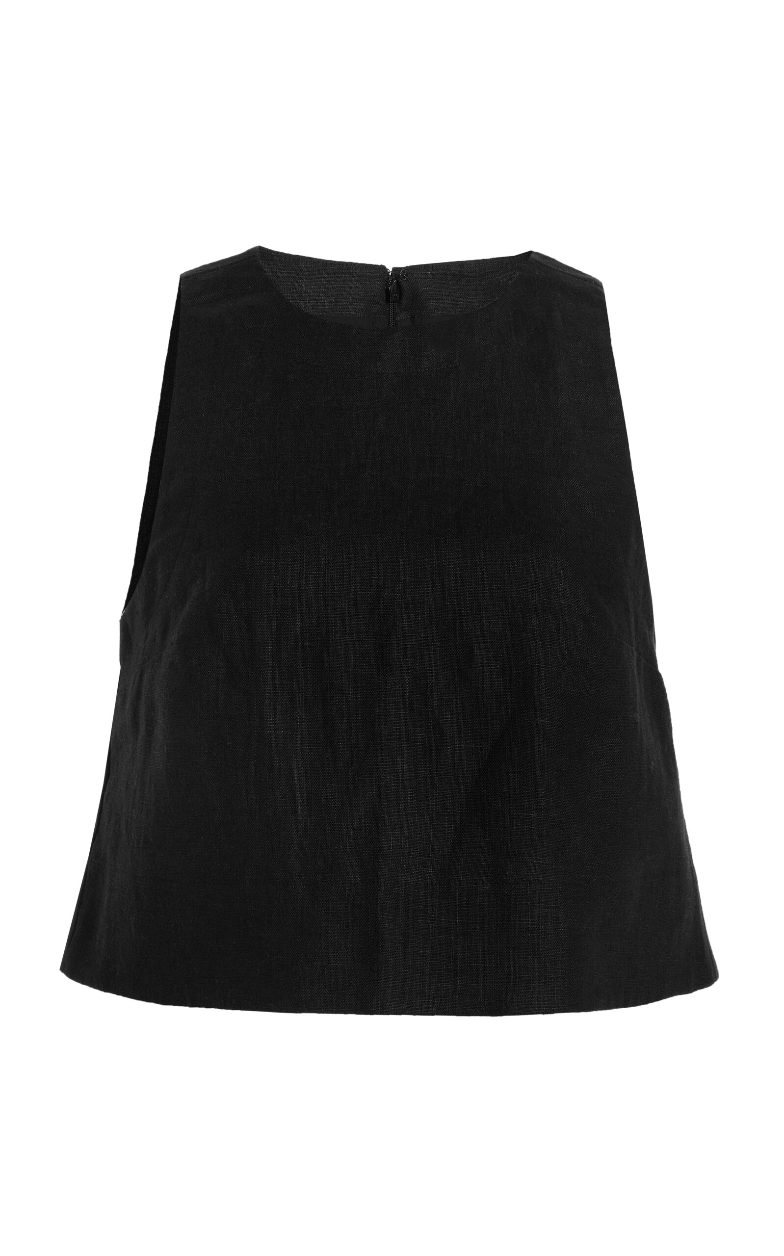 Shop Posse Exclusive Poppy Linen Cropped Top In Black