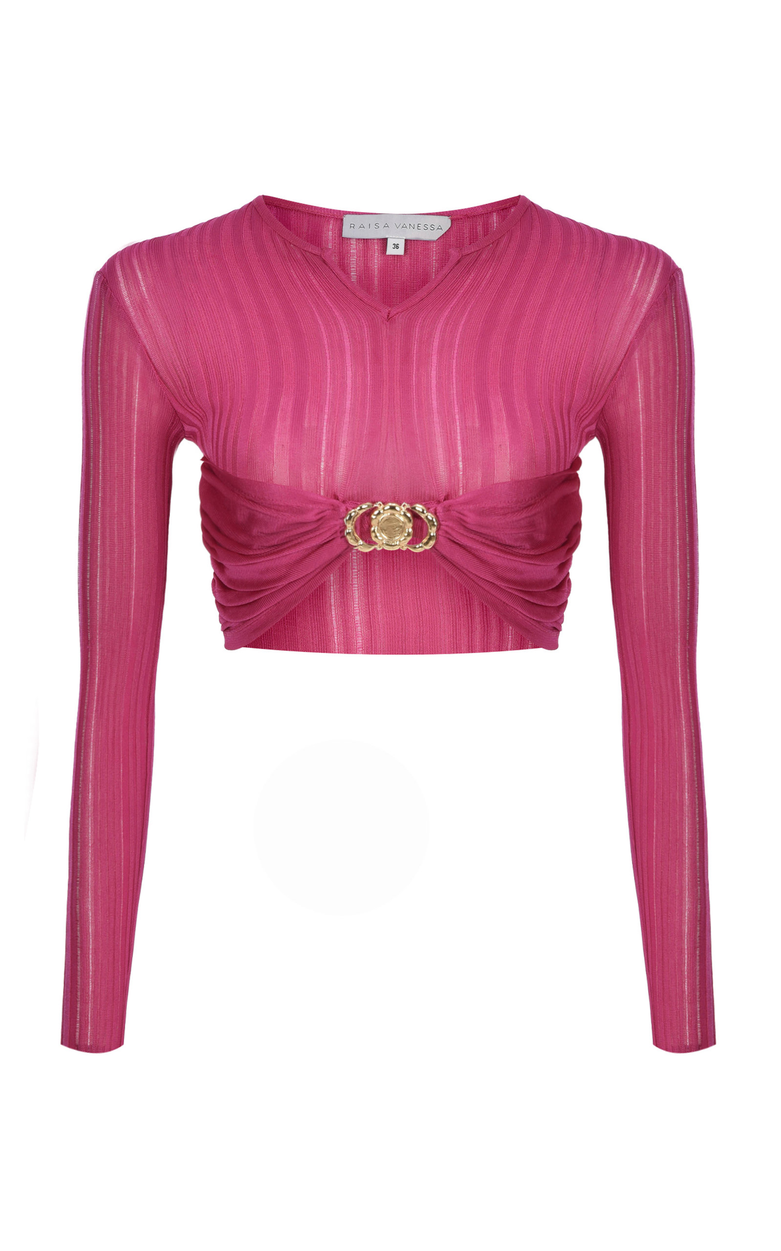Raisa Vanessa Gold Buckle Knit Cropped Top