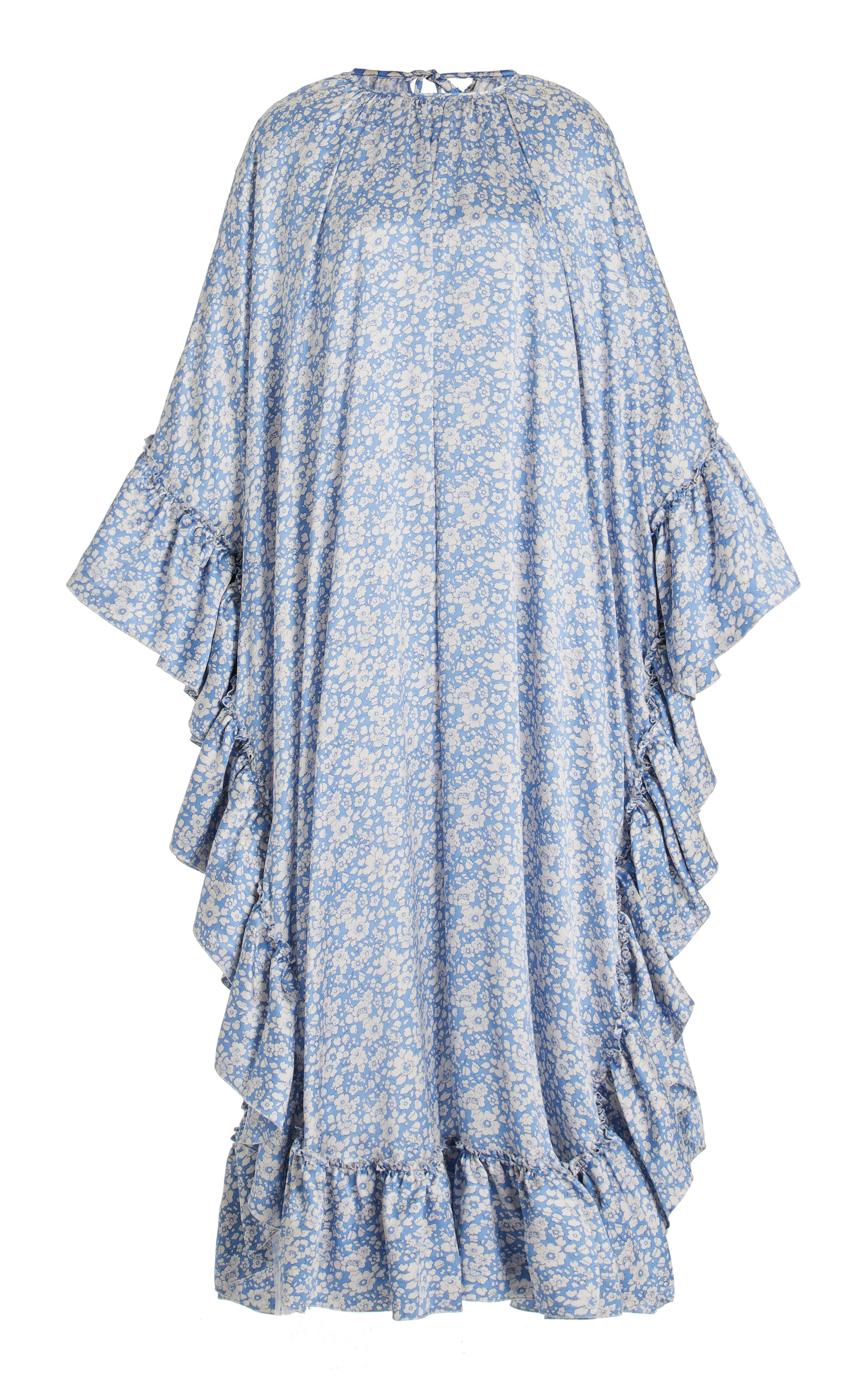 The Vampire's Wife The Magic Moon Ruffled Silk Maxi Dress In Blue The Vampire's Wife The Magic Moon Ruffled Silk Maxi Dress In Blue