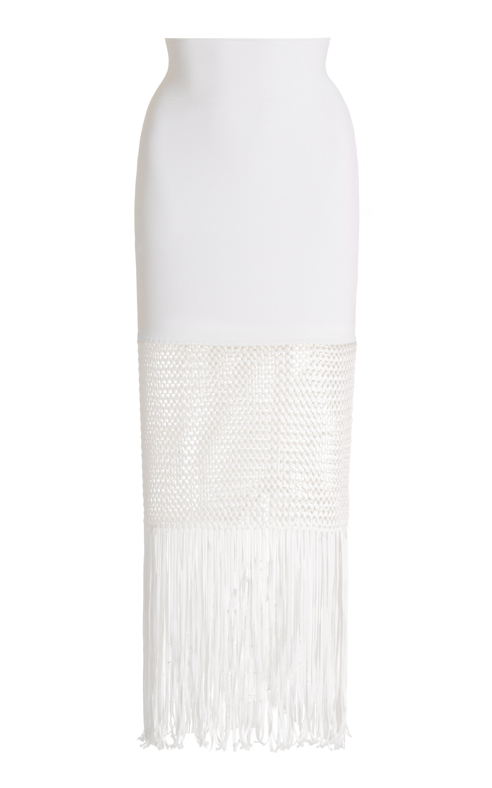 Galvan Diana Fringed Midi Skirt - White - XS