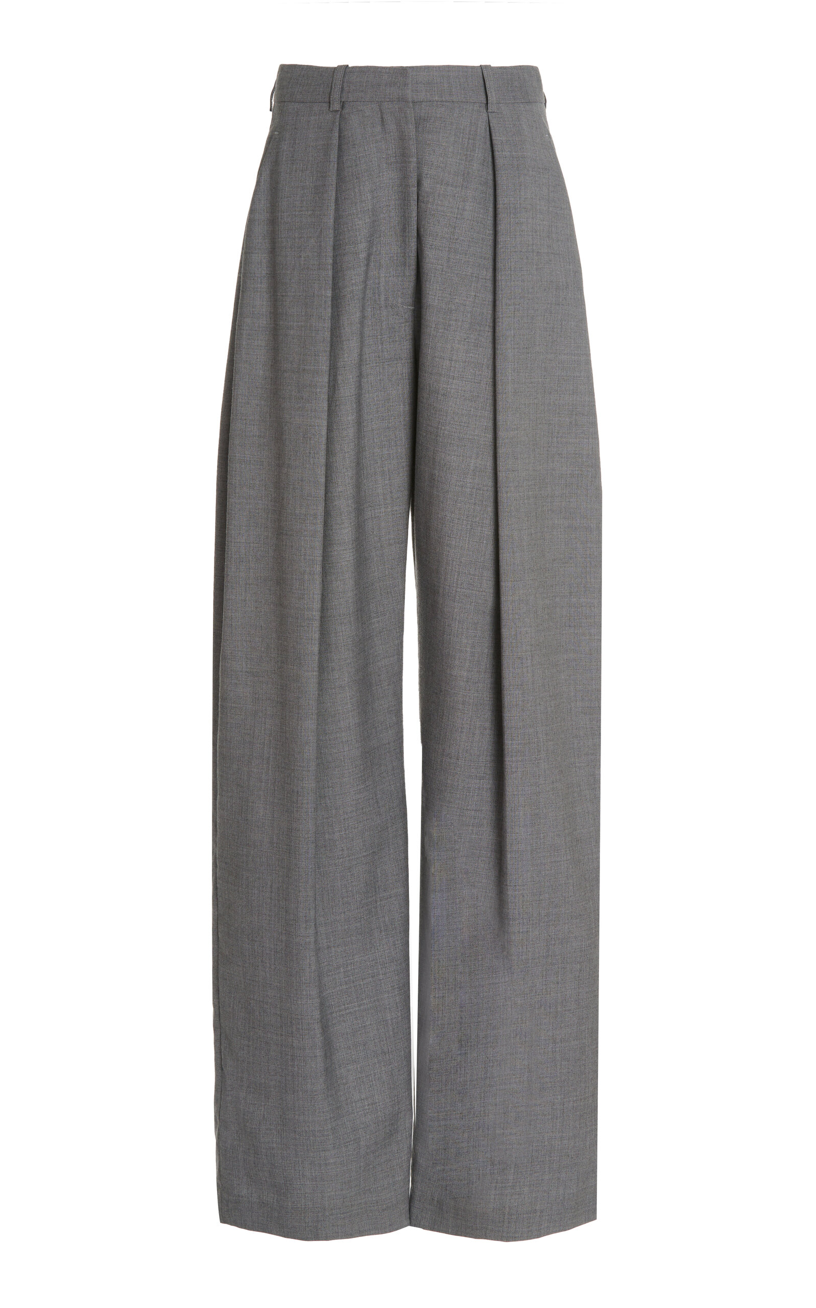 VICTORIA BECKHAM PLEATED WOOL WIDE-LEG TROUSERS