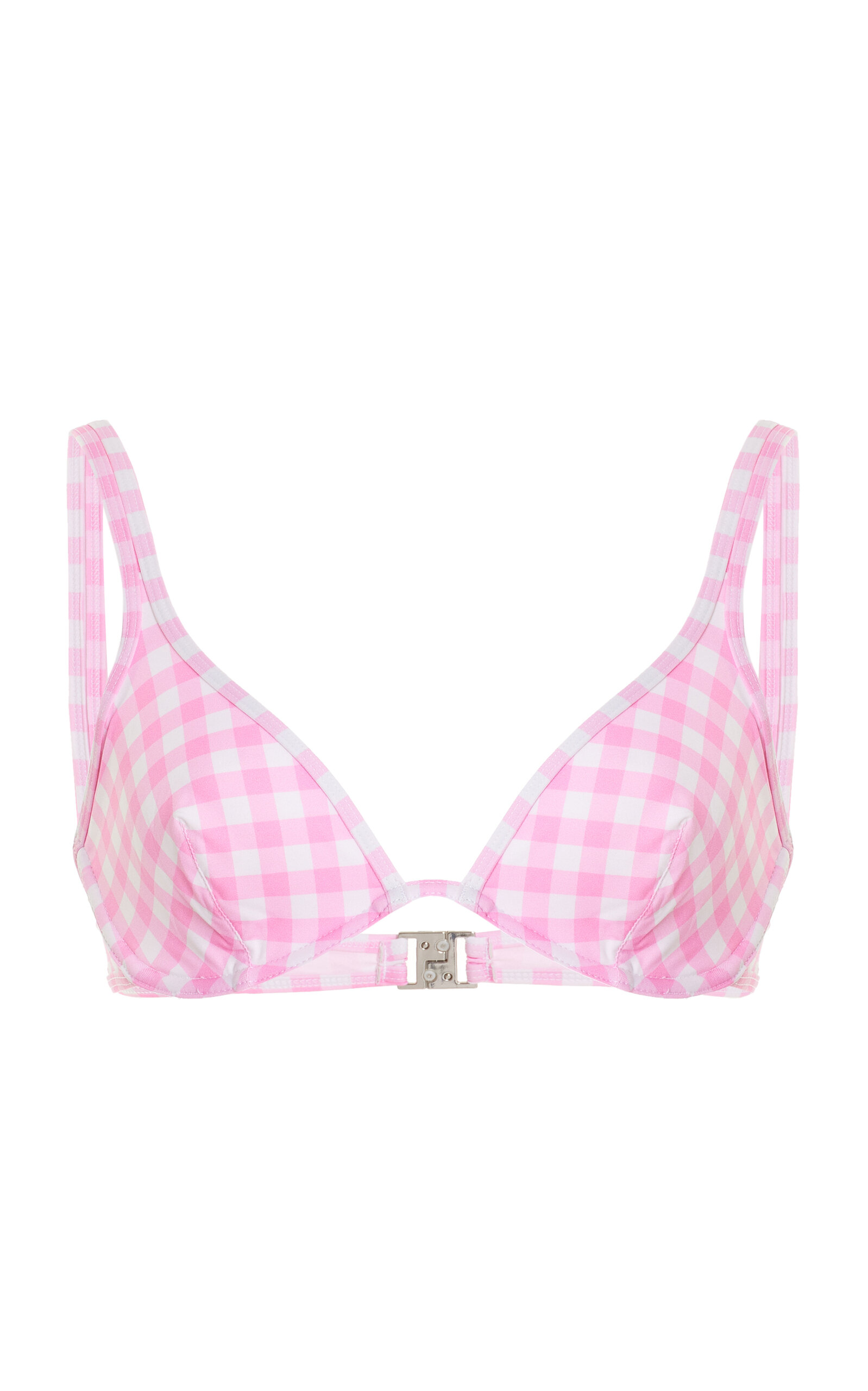 Ephemera Gingham Check Print Bikini Top In Pink