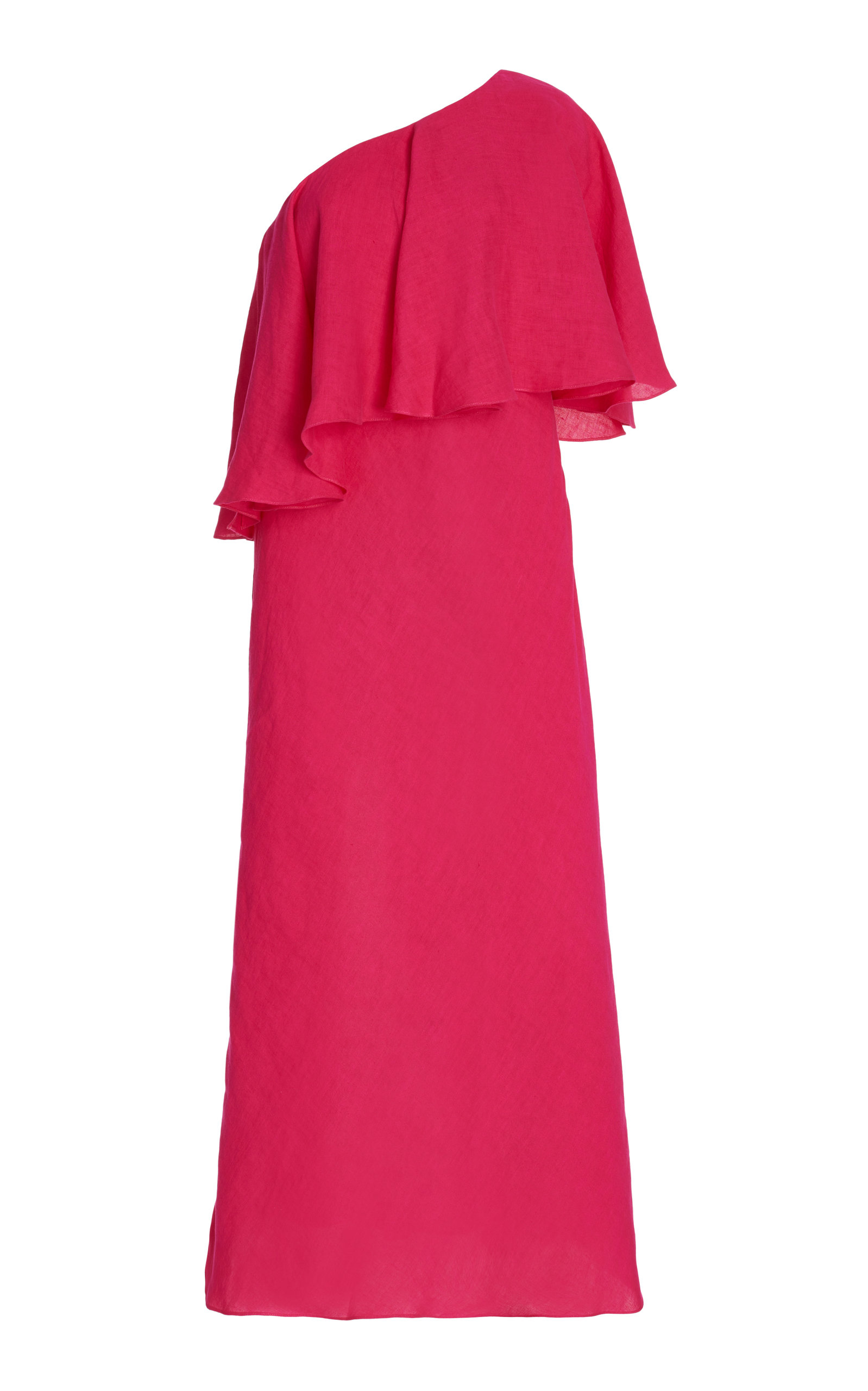 Three Graces London Valentina Asymmetric Linen Dress In Pink