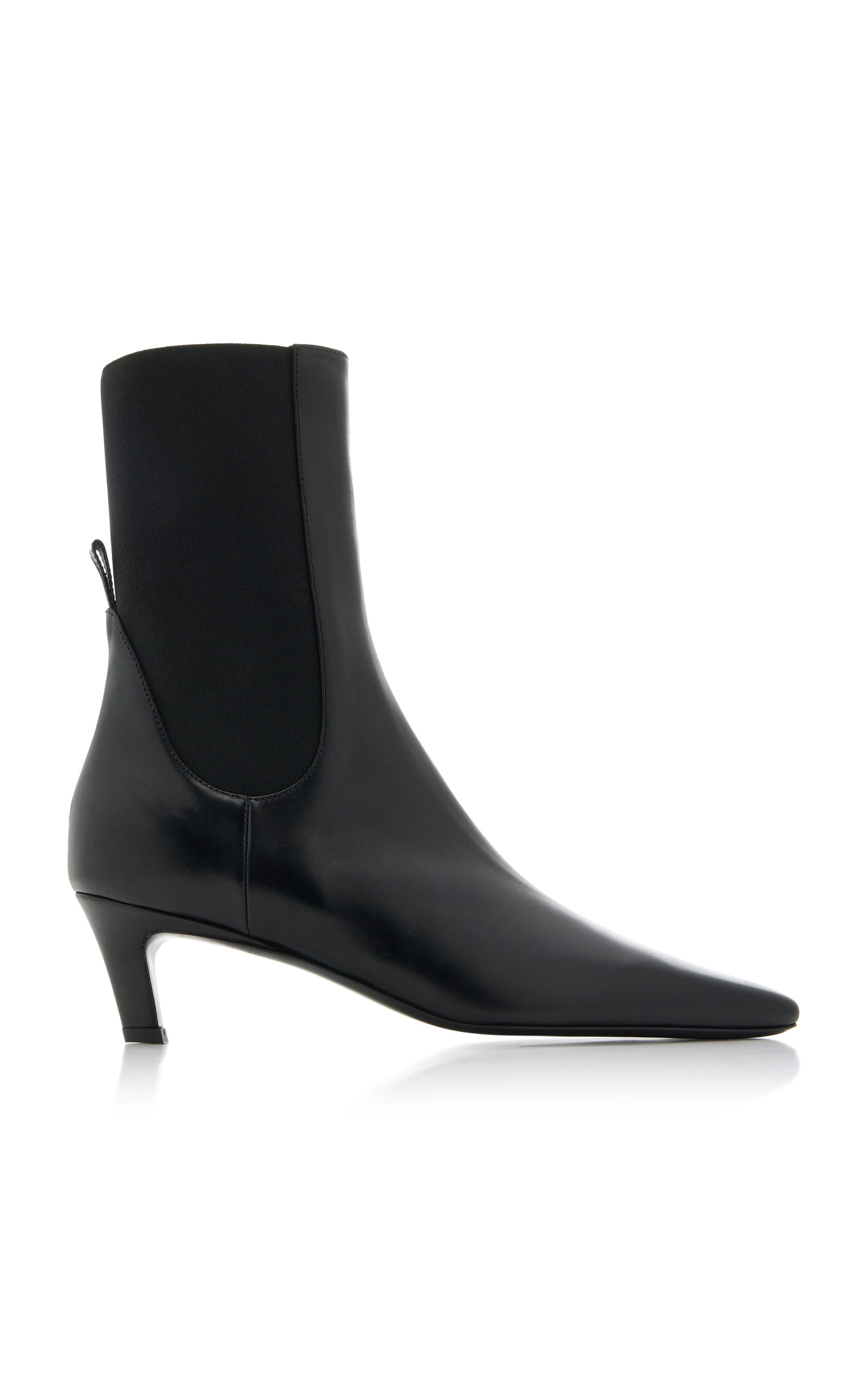 Shop Totême The Mid Heel Leather Boots In Black