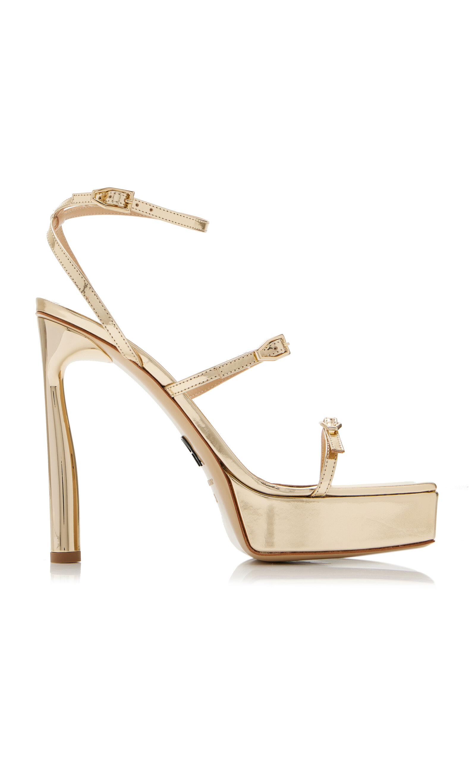 Paul Andrew Slinky Platform Metallic Leather Sandals In Gold