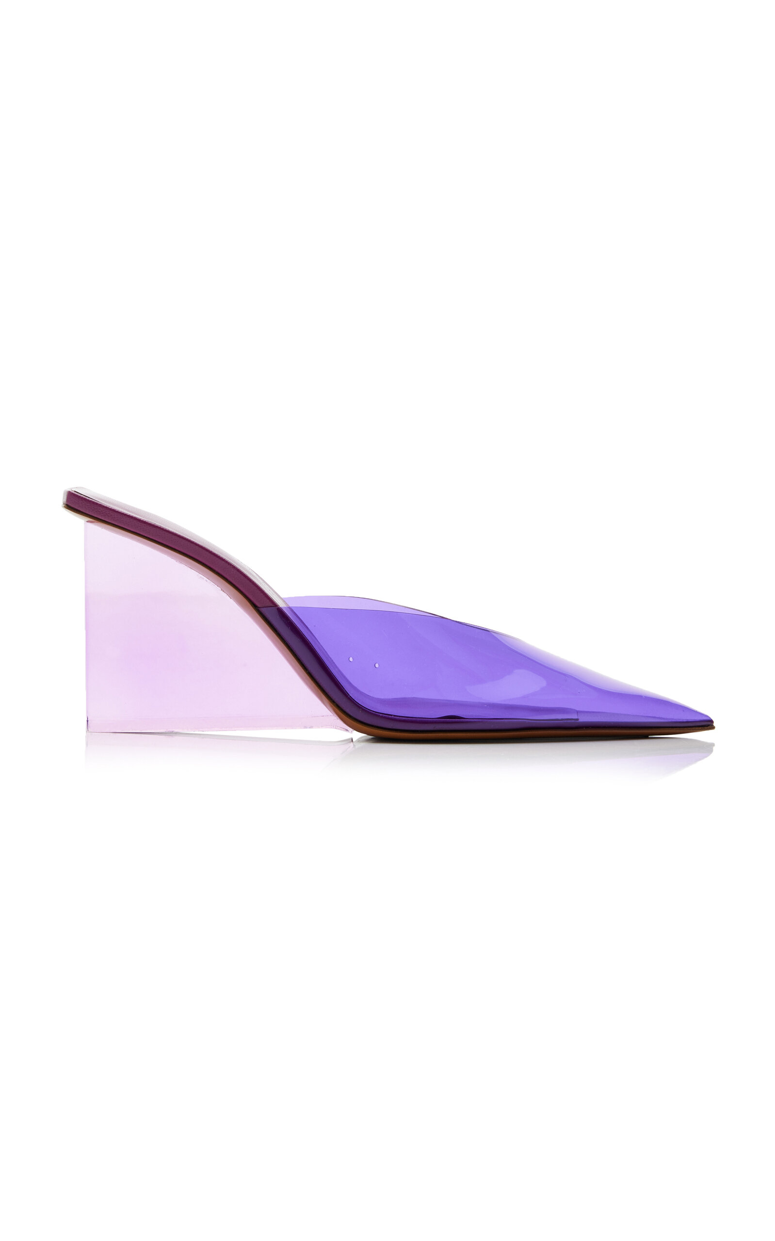 Arielle Baron Glass Works Pvc; Lucite Mules In Purple