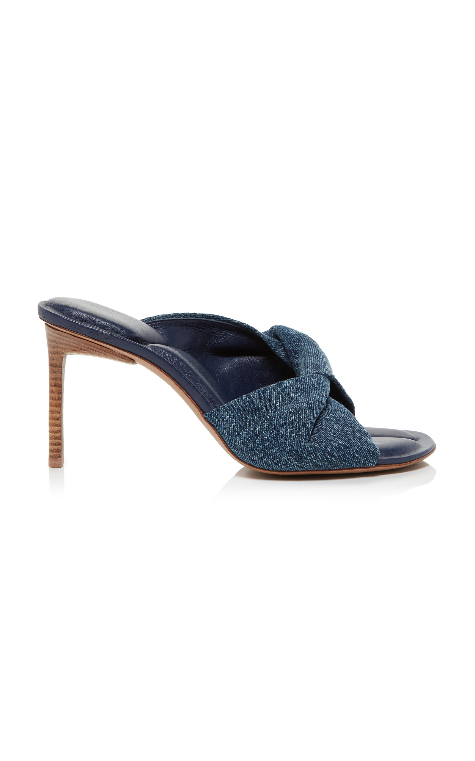 Shop Jacquemus Bagnu Denim Mules In Dark Wash