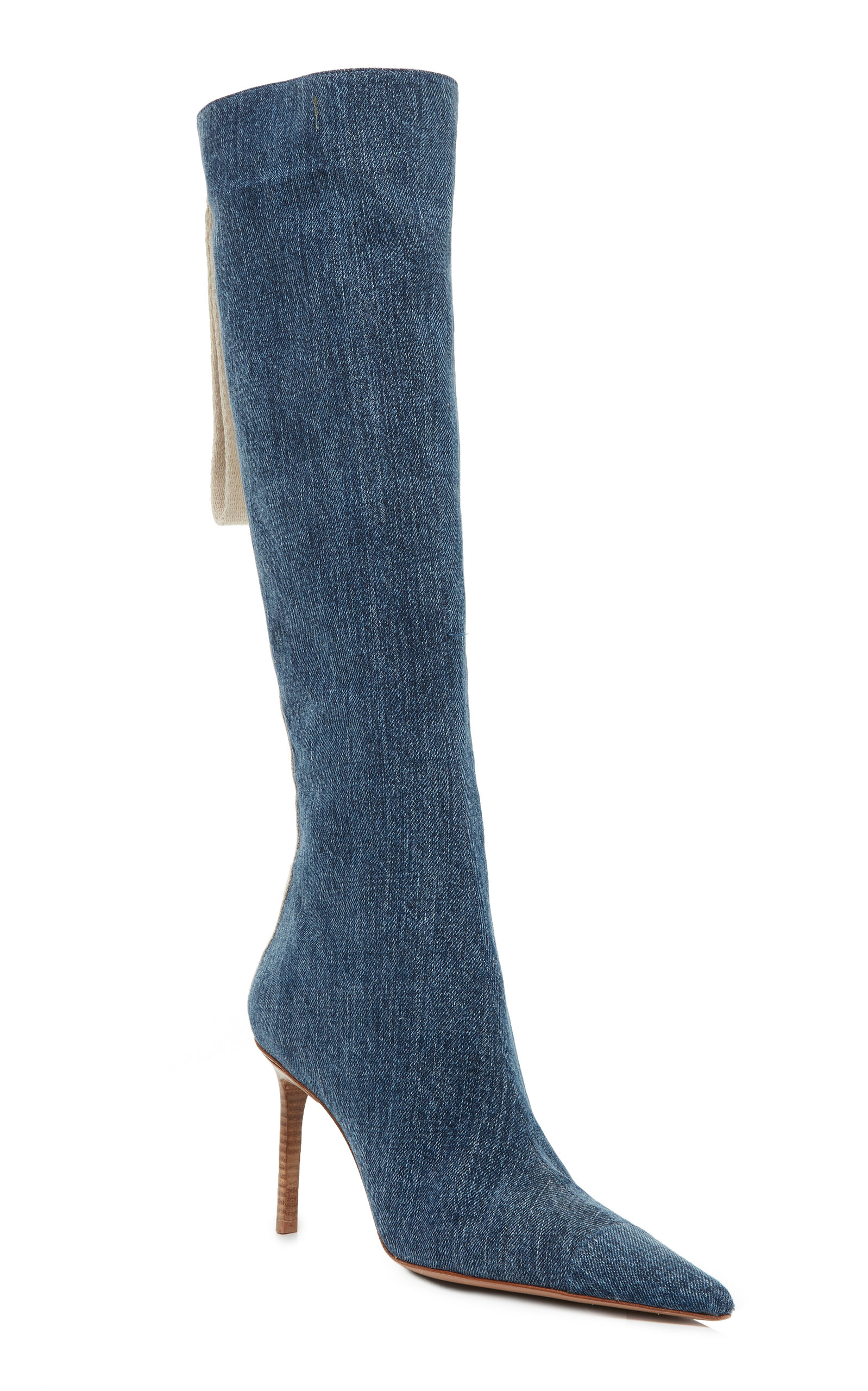 Jacquemus Cordao Denim Knee Boots In Dark Wash