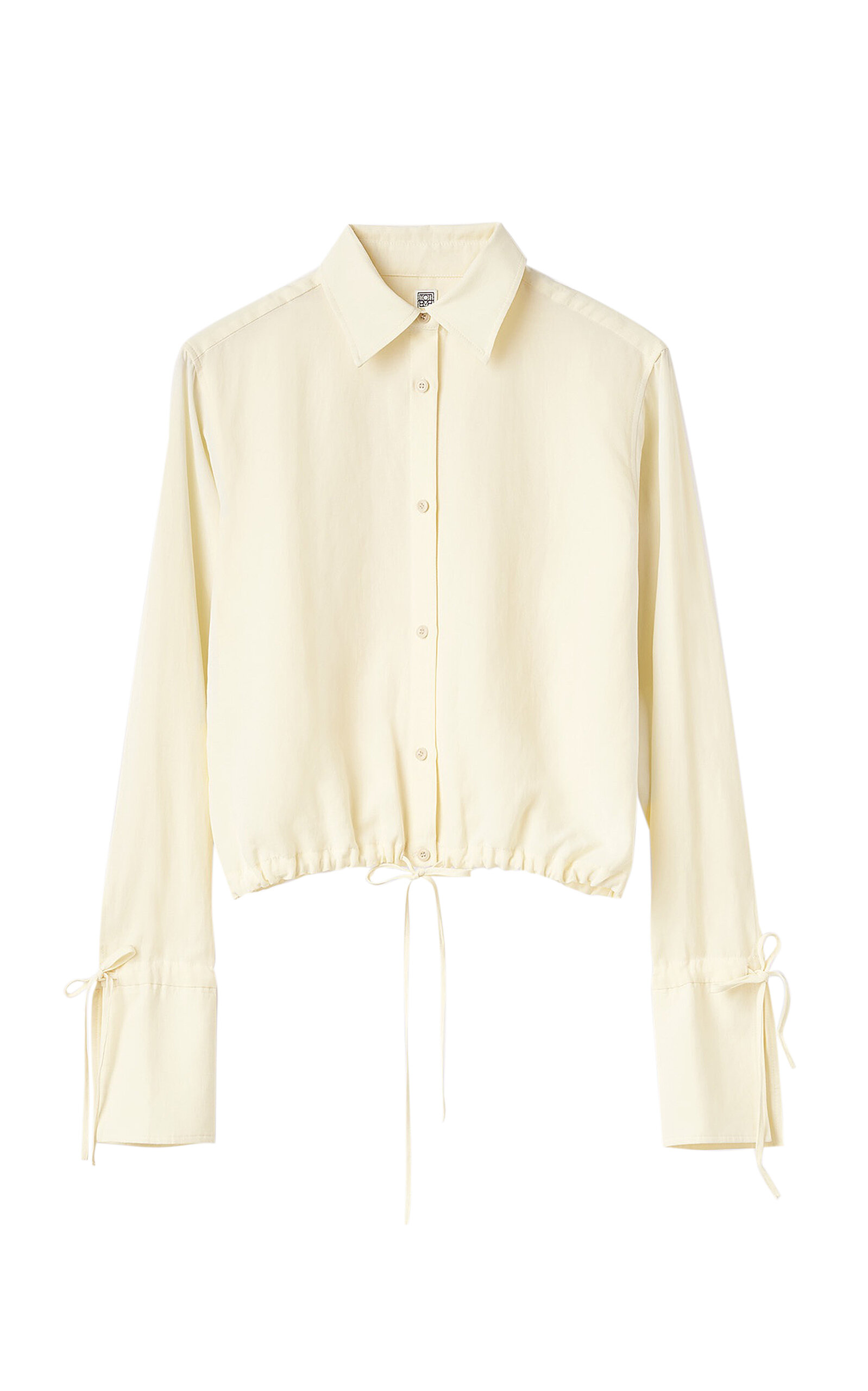 Totême Drawstring Linen Blend Shirt In White