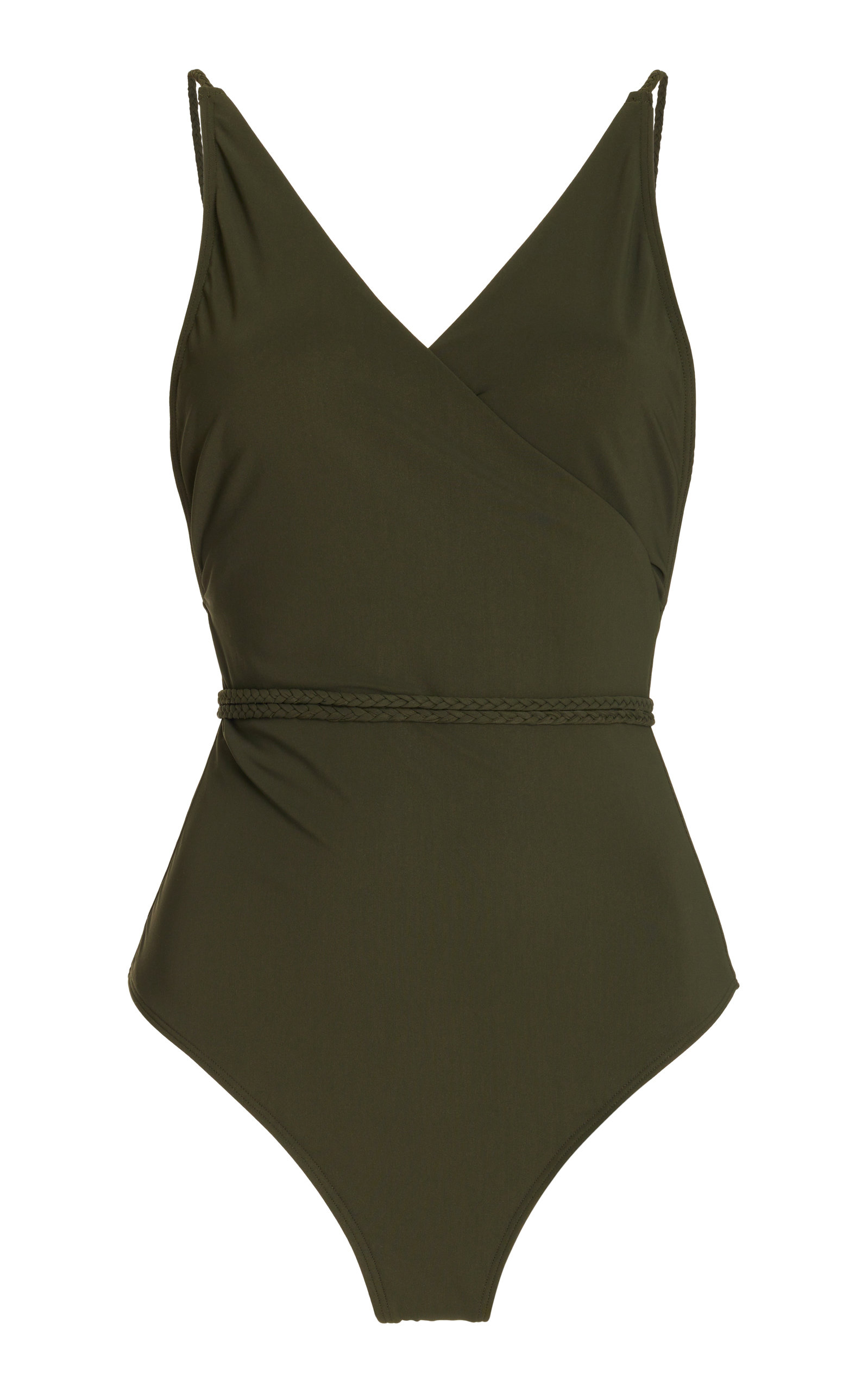 Totême V-neck Wrap Swimsuit Dark Green