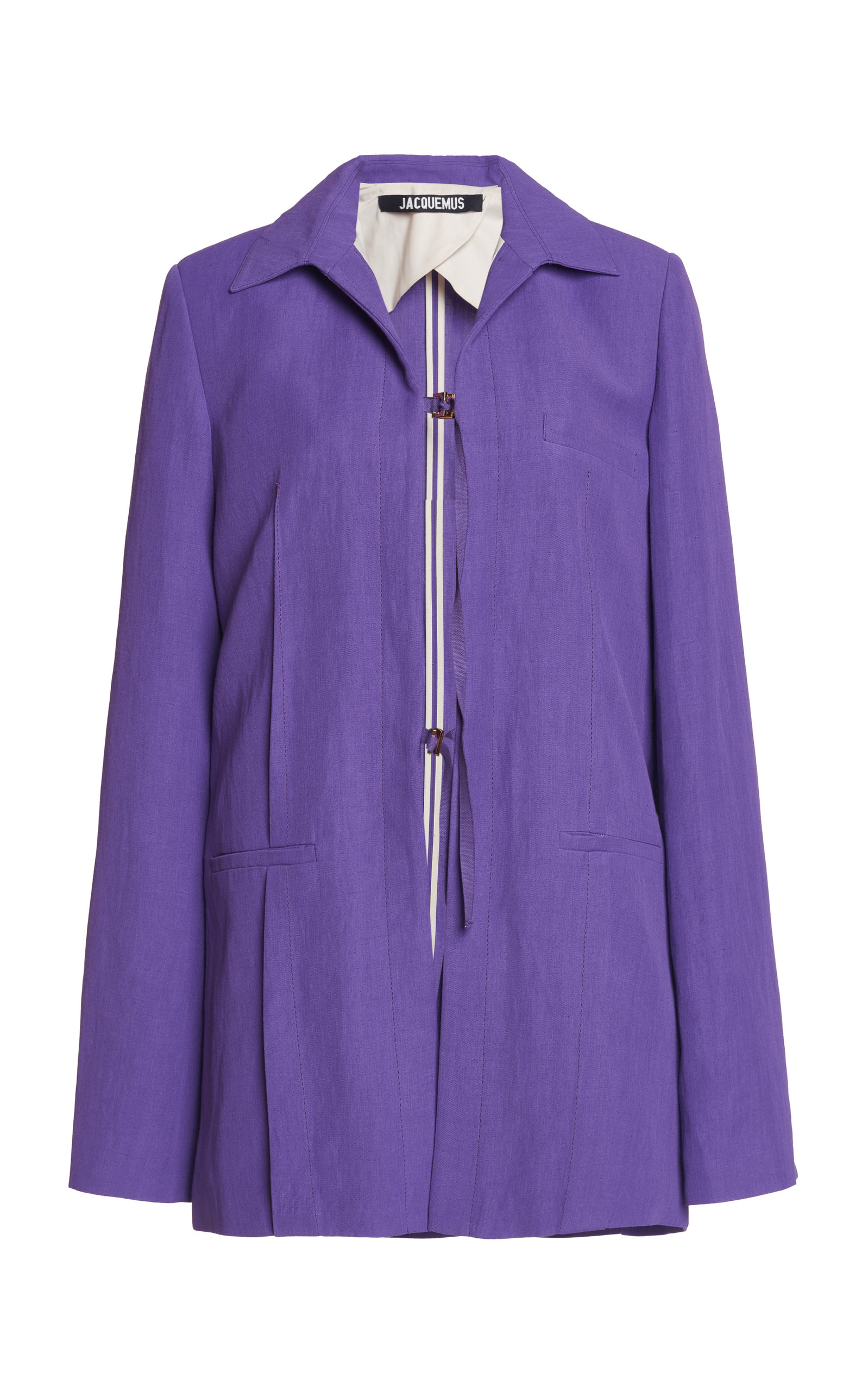 Jacquemus La Veste Amaro Crepe Self-tie Blazer In Purple