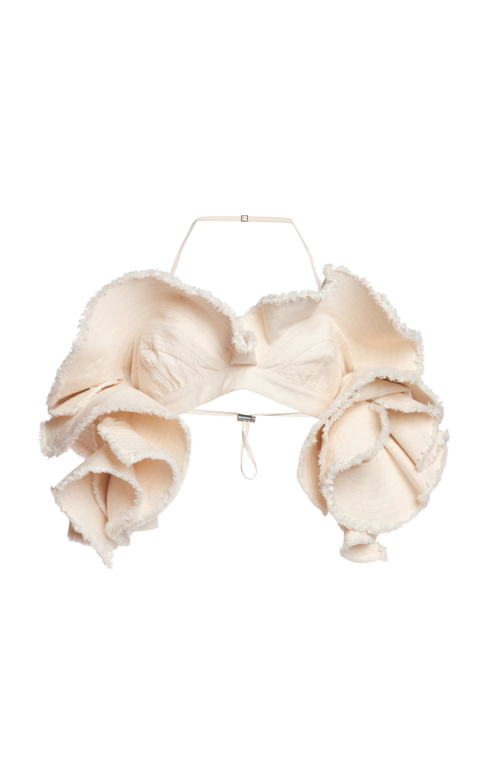 Jacquemus Artichaut Cropped Cold-shoulder Cotton-canvas Top In White