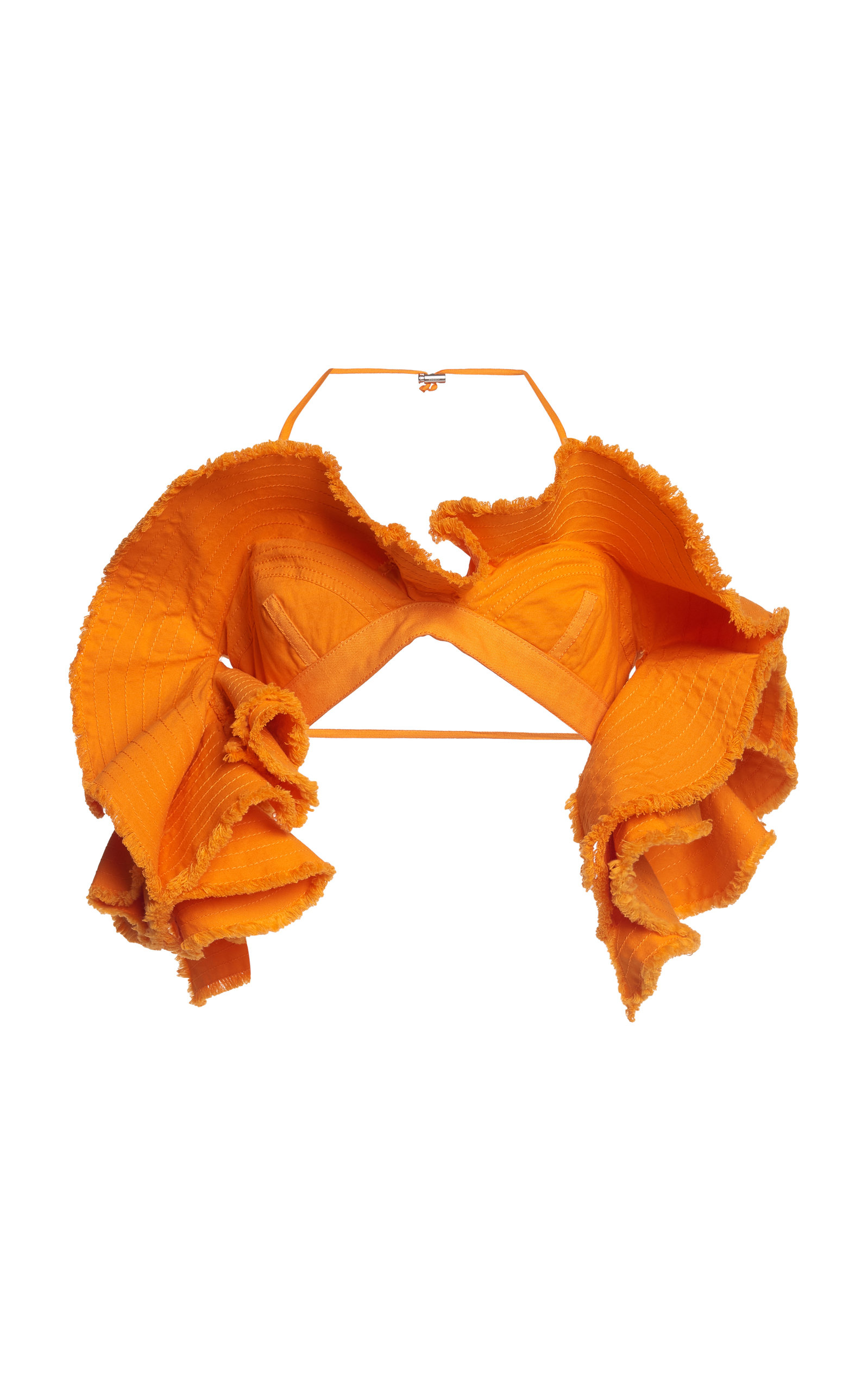 Jacquemus La Brassiere Artichaut Canvas Ruffle Top In Orange