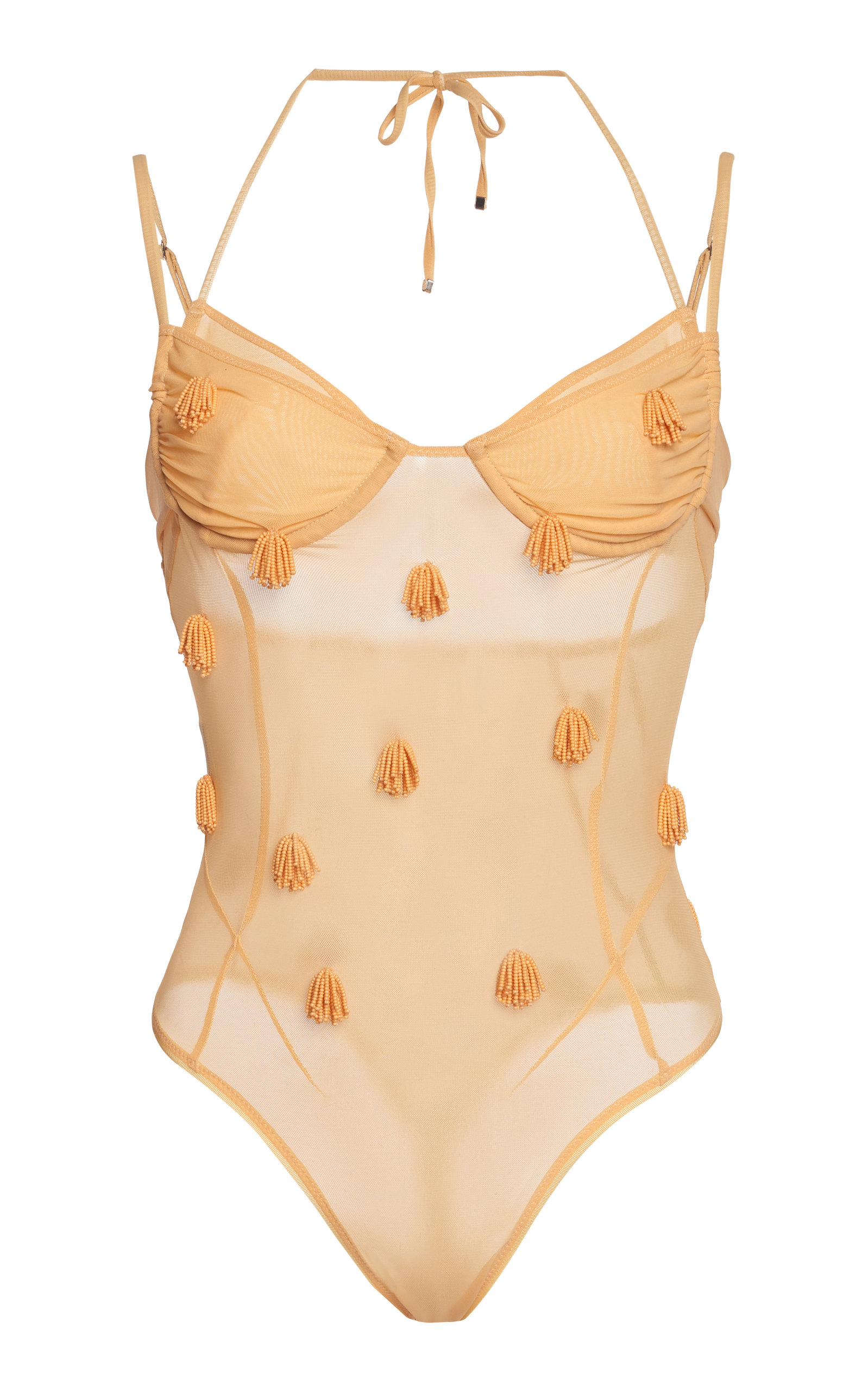 JACQUEMUS ILHA BEADED MESH BODYSUIT