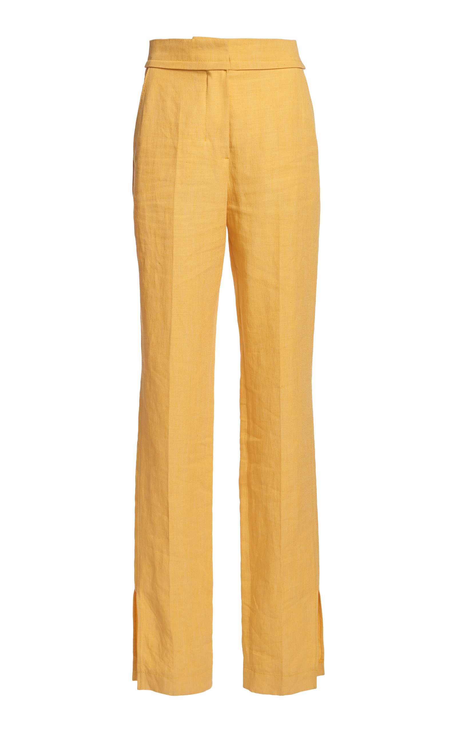 Jacquemus Tibau Linen-blend Straight-leg Pants In Yellow