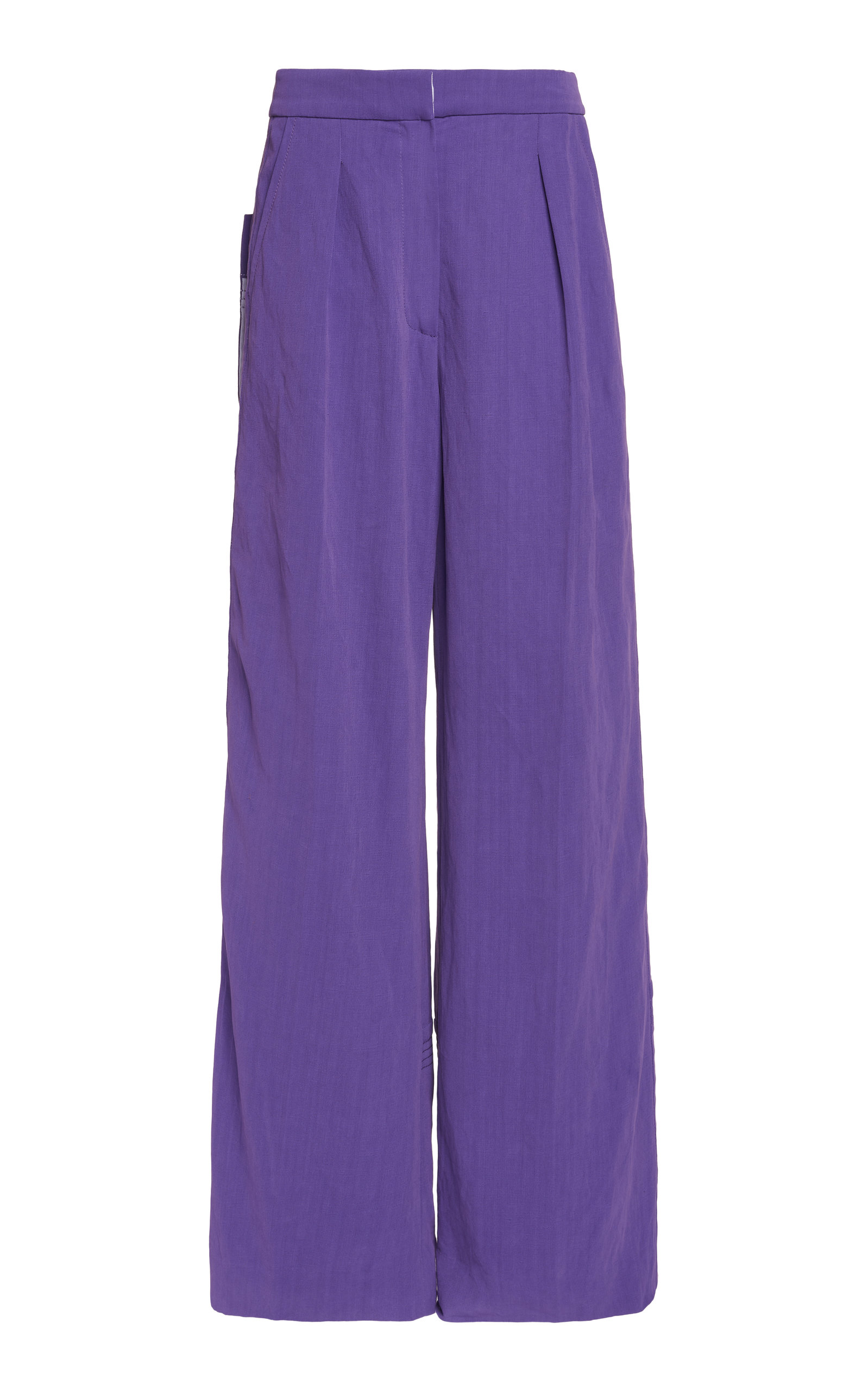 Jacquemus - Banha Pleated Twill Wide-Leg Pants - Purple - FR 36 - Moda Operandi