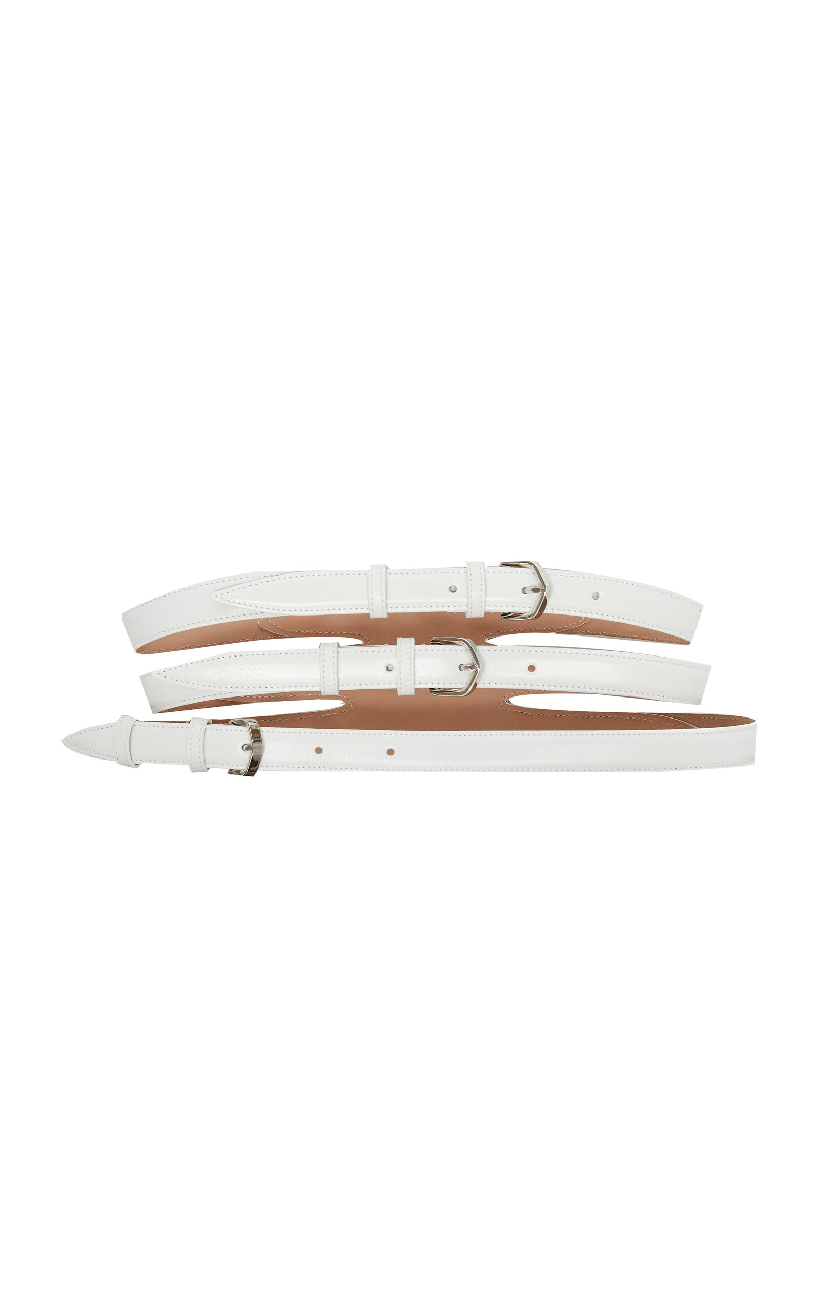 Shop Alaïa Multi Buckle Leather Belt In White