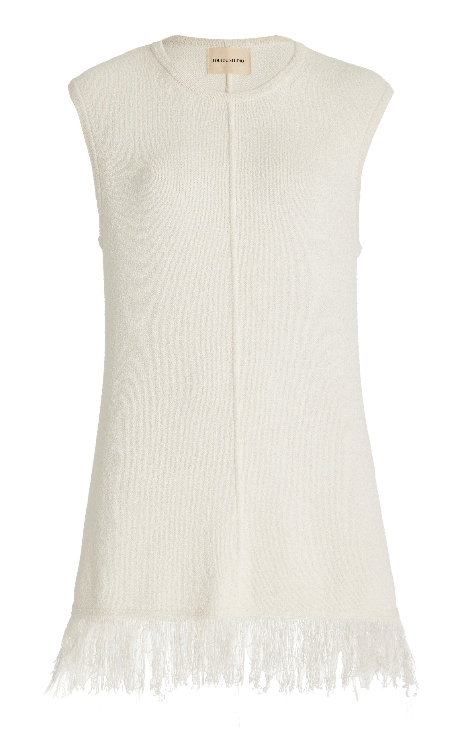 Loulou Studio Soria Fringed Viscose Blend Top In Bianco