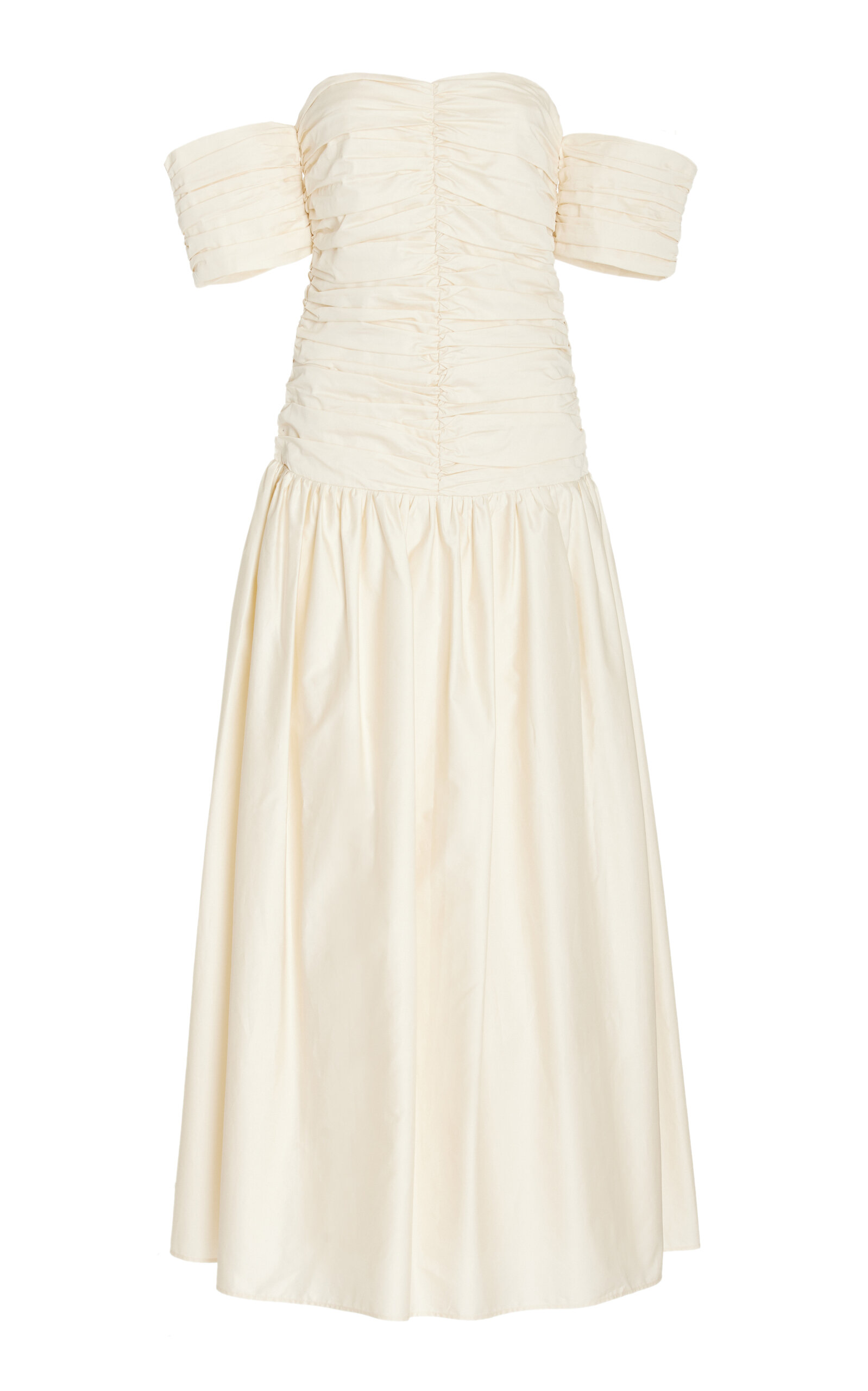 Moré Noir Natalia Off-the-shoulder Cotton Maxi Dress In Ivory