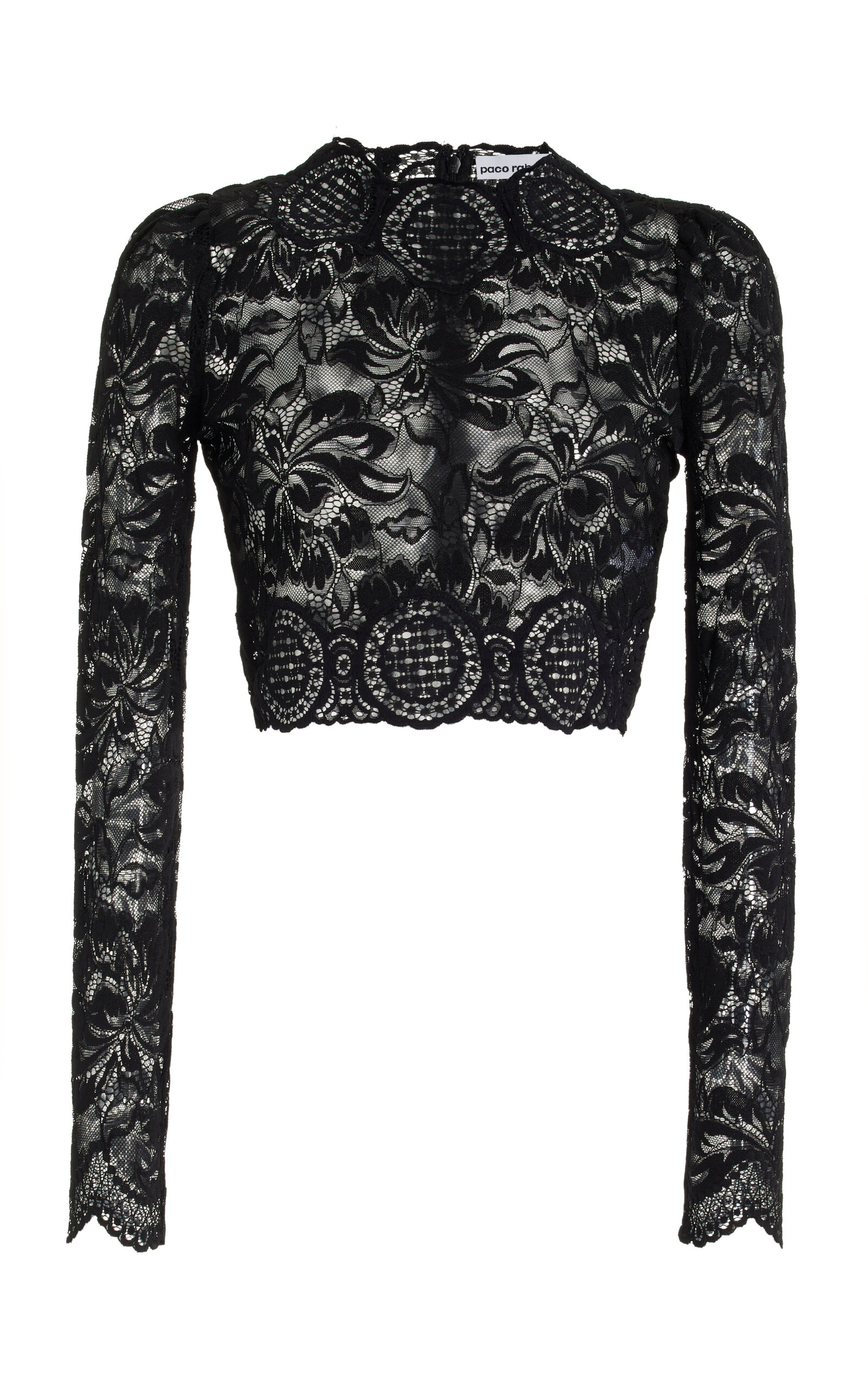 Paco Rabanne - Women's Lace Cropped Top - Black - FR 42 - Moda Operandi