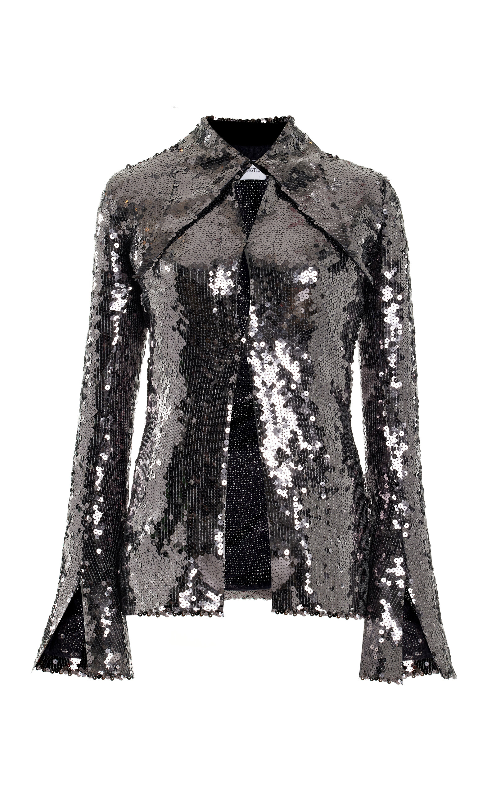 16arlington Opala Spearpoint-collar Sequinned Shirt In Grey