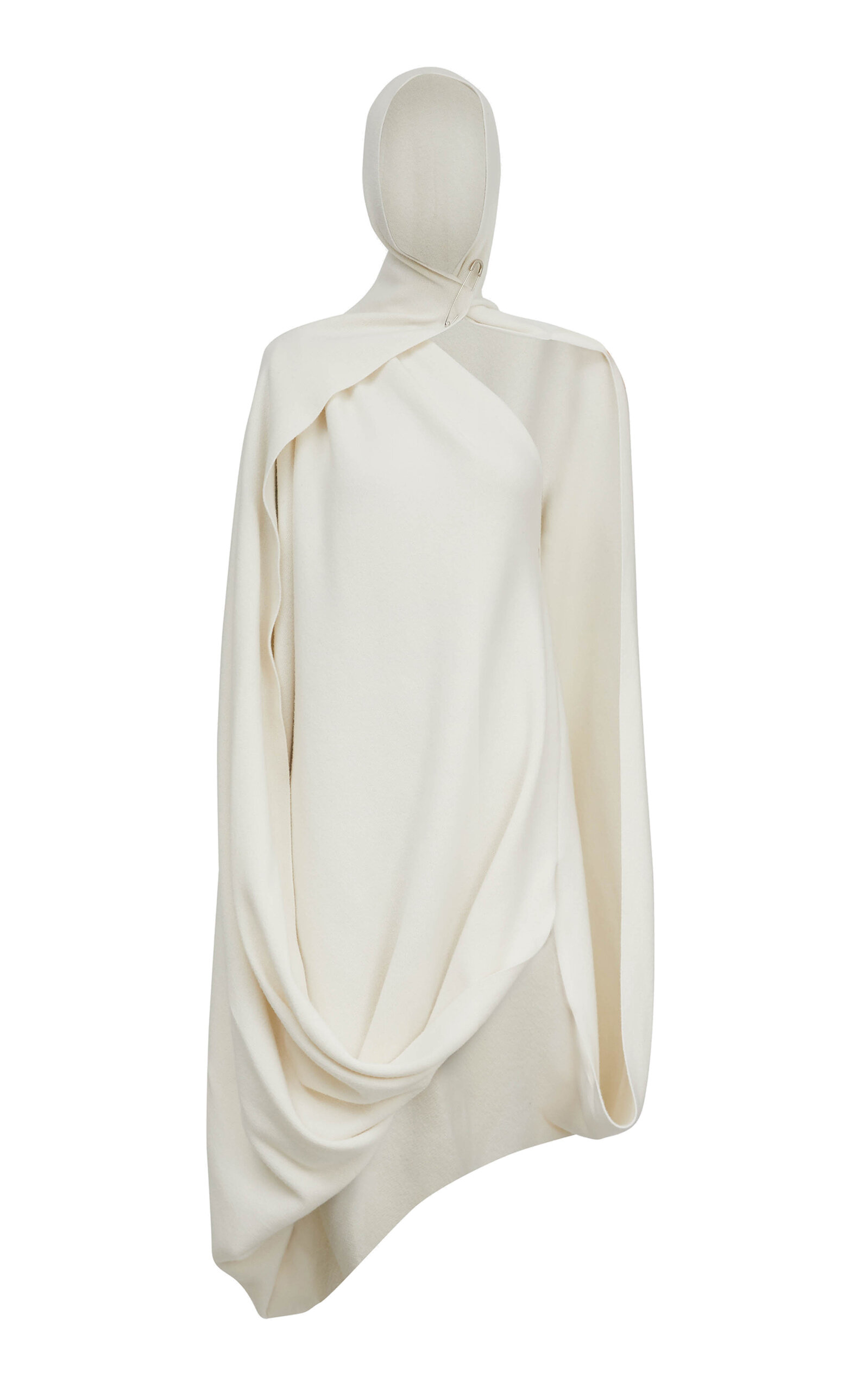 Alaïa Hooded Cashmere Midi Dress In White
