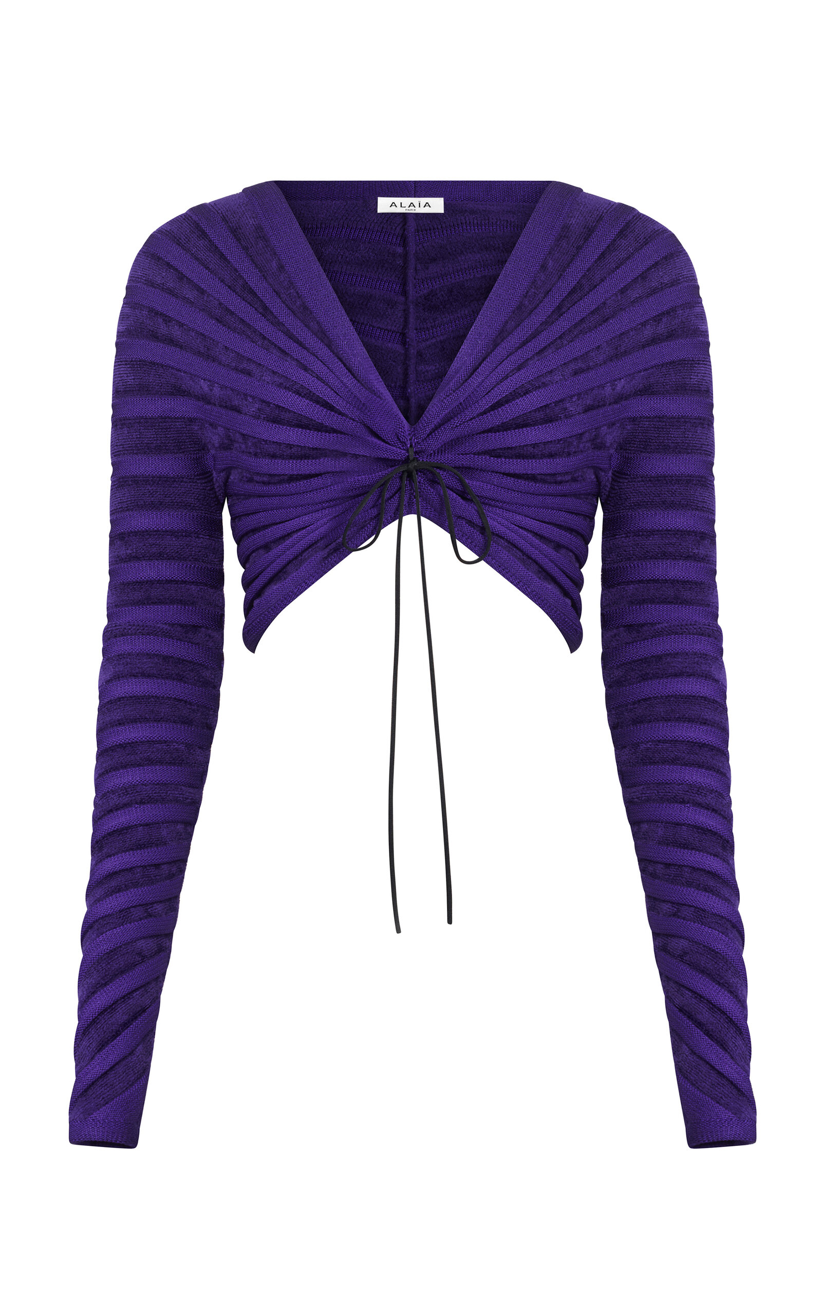 Alaïa Alaia Womens Ultraviolet V-neck Ribbed-pattern Velvet Top In Purple