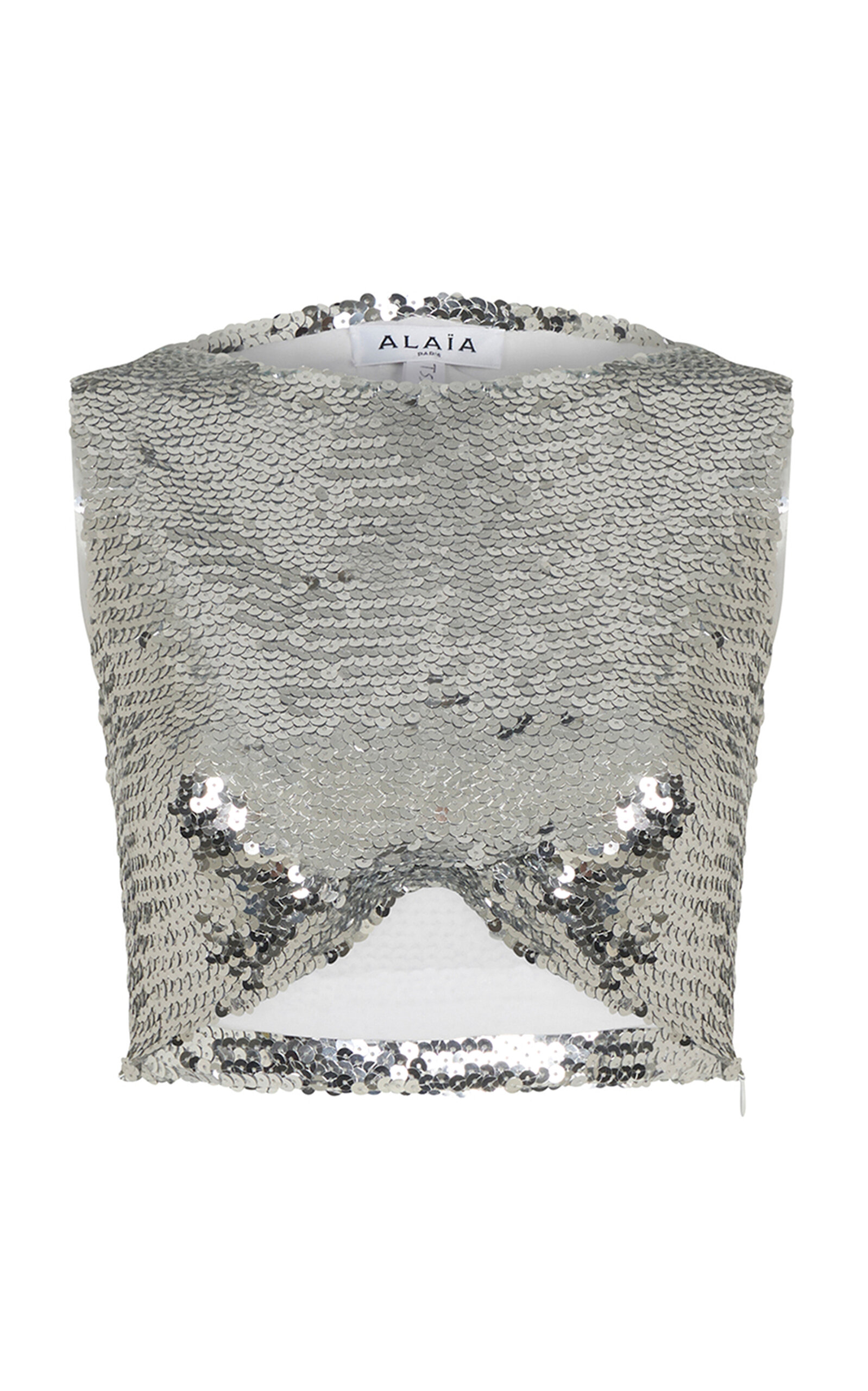 Alaïa Alaia Womens Argent Sequin-embellished Twist-pattern Stretch-woven Top In Silver