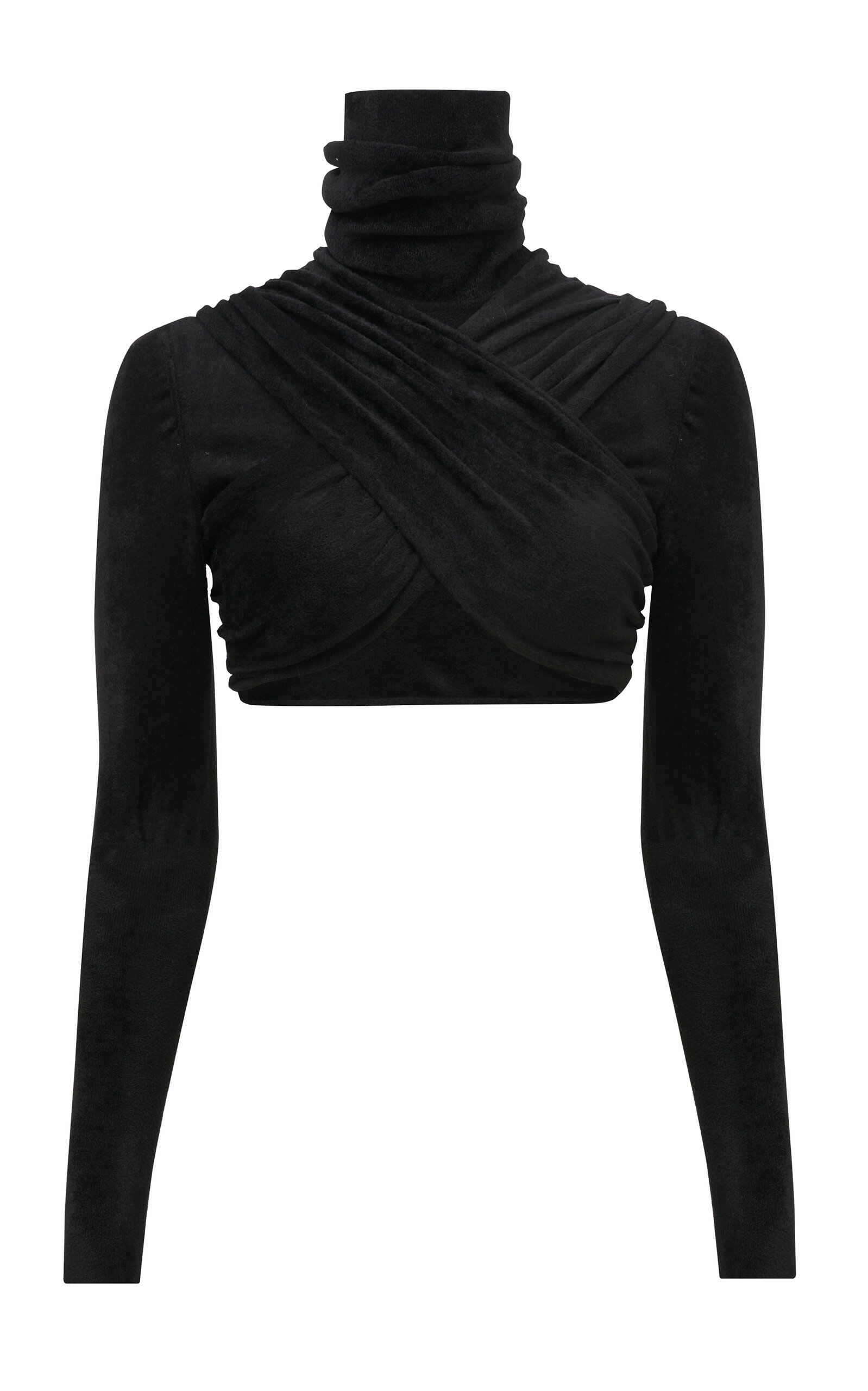 Alaïa Alaia Womens Noir Alaia High-neck Wrap-pattern Knitted Top In Black
