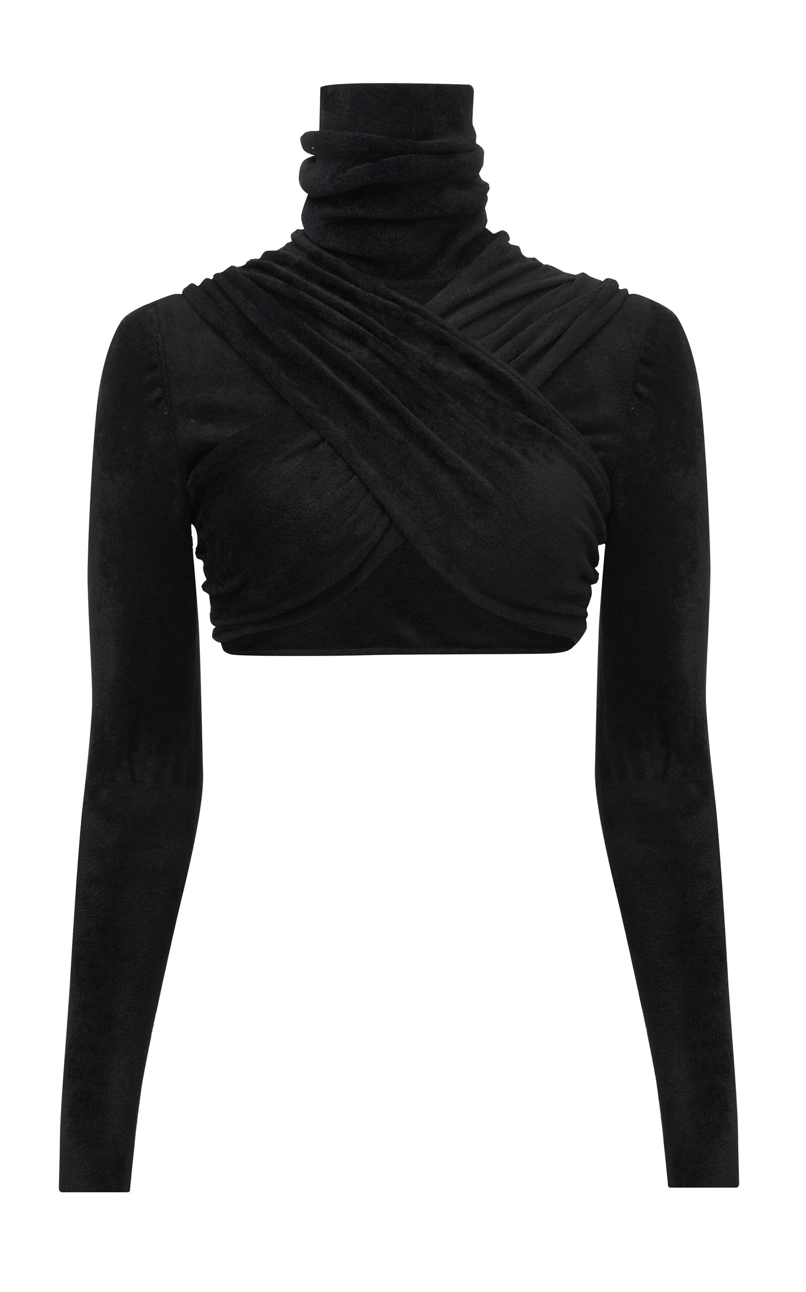 Alaïa Alaia Womens Noir Alaia High-neck Wrap-pattern Knitted Top