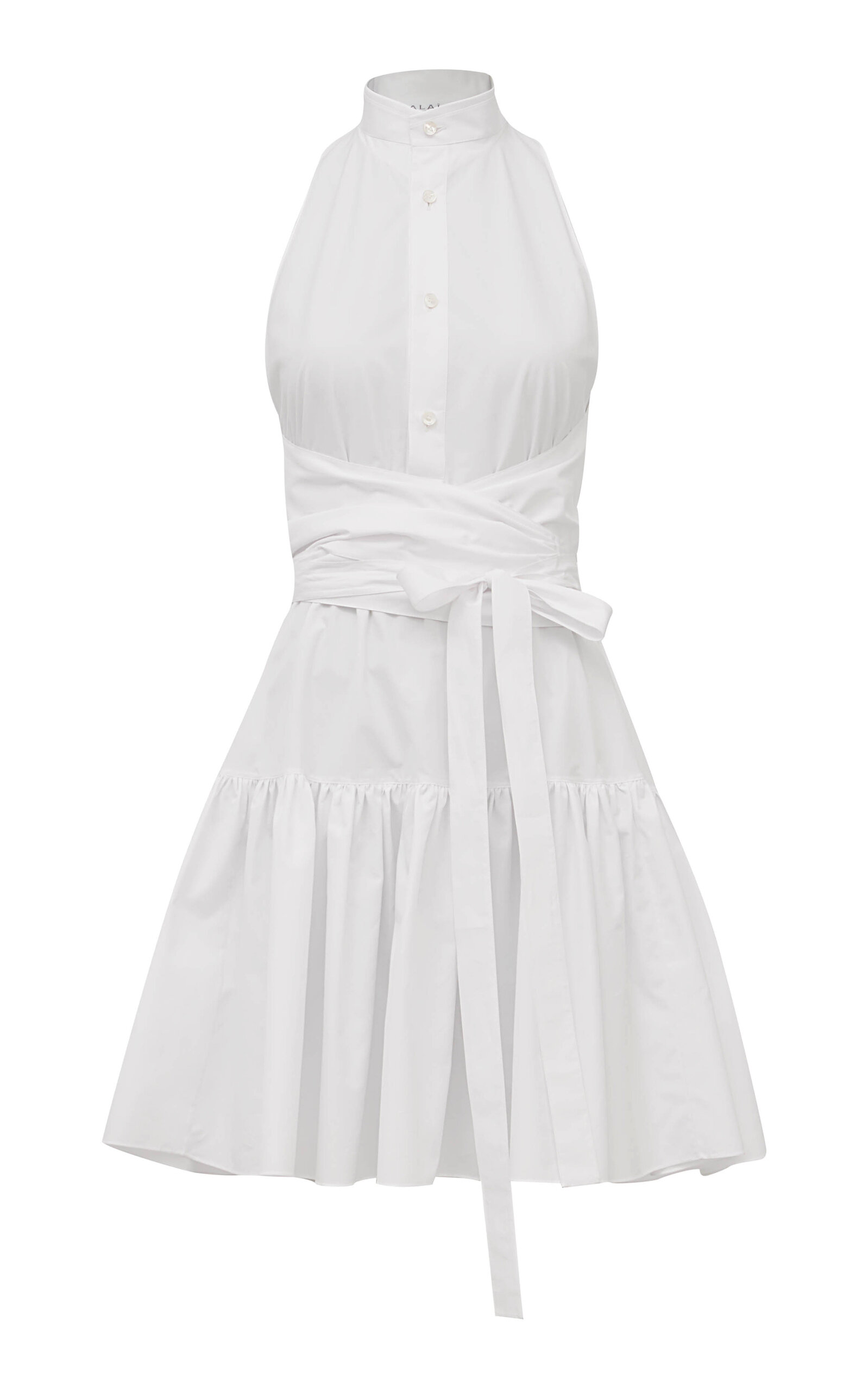 Alaïa Buttoned Cotton Mini Dress In White
