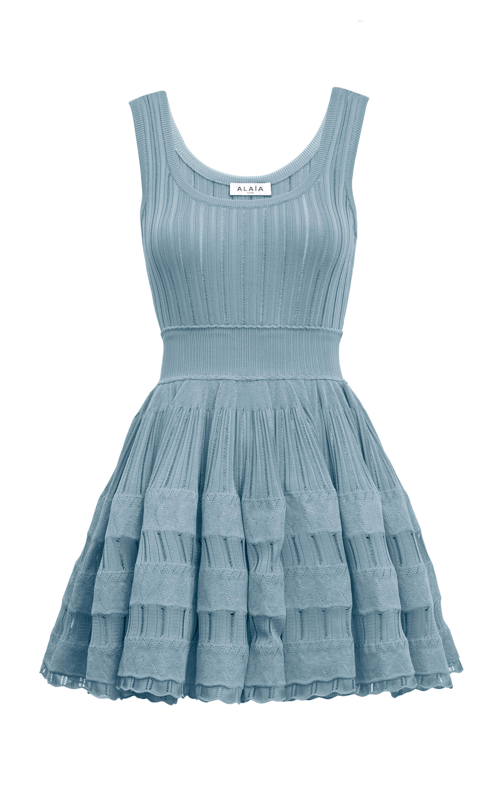Shop Alaïa Fluid Skater Mini Dress In Blue
