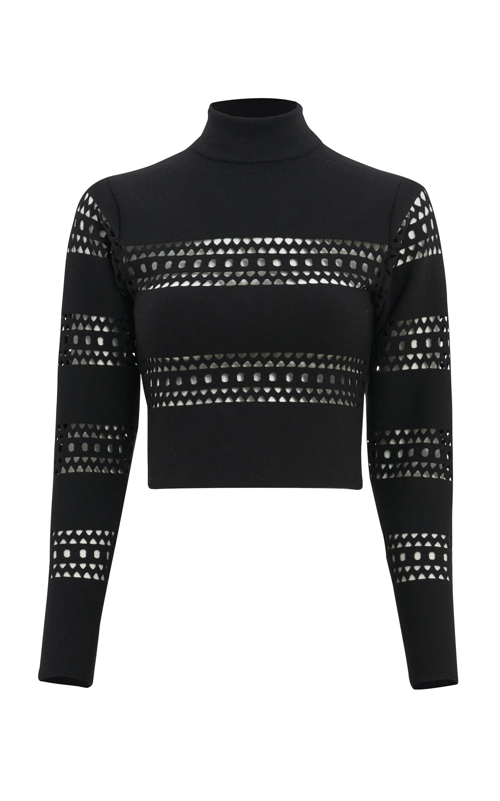 Alaïa Vienne Laser Cutout Mock-neck Top In Black