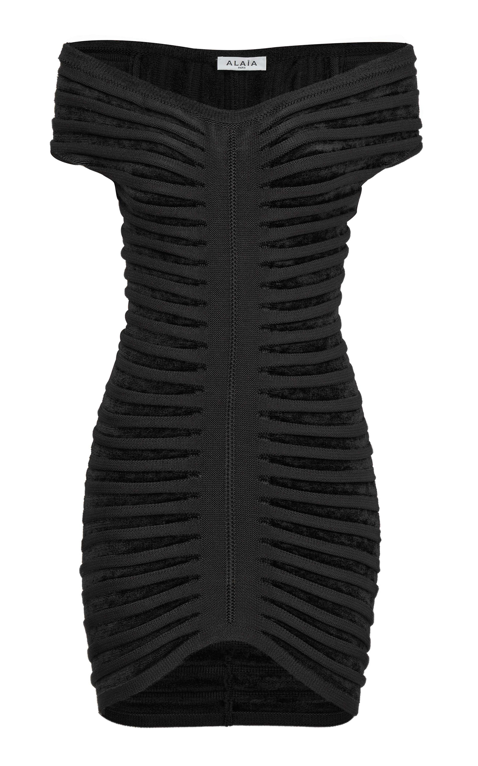 Shop Alaïa 3d Velvet Mini Dress In Black