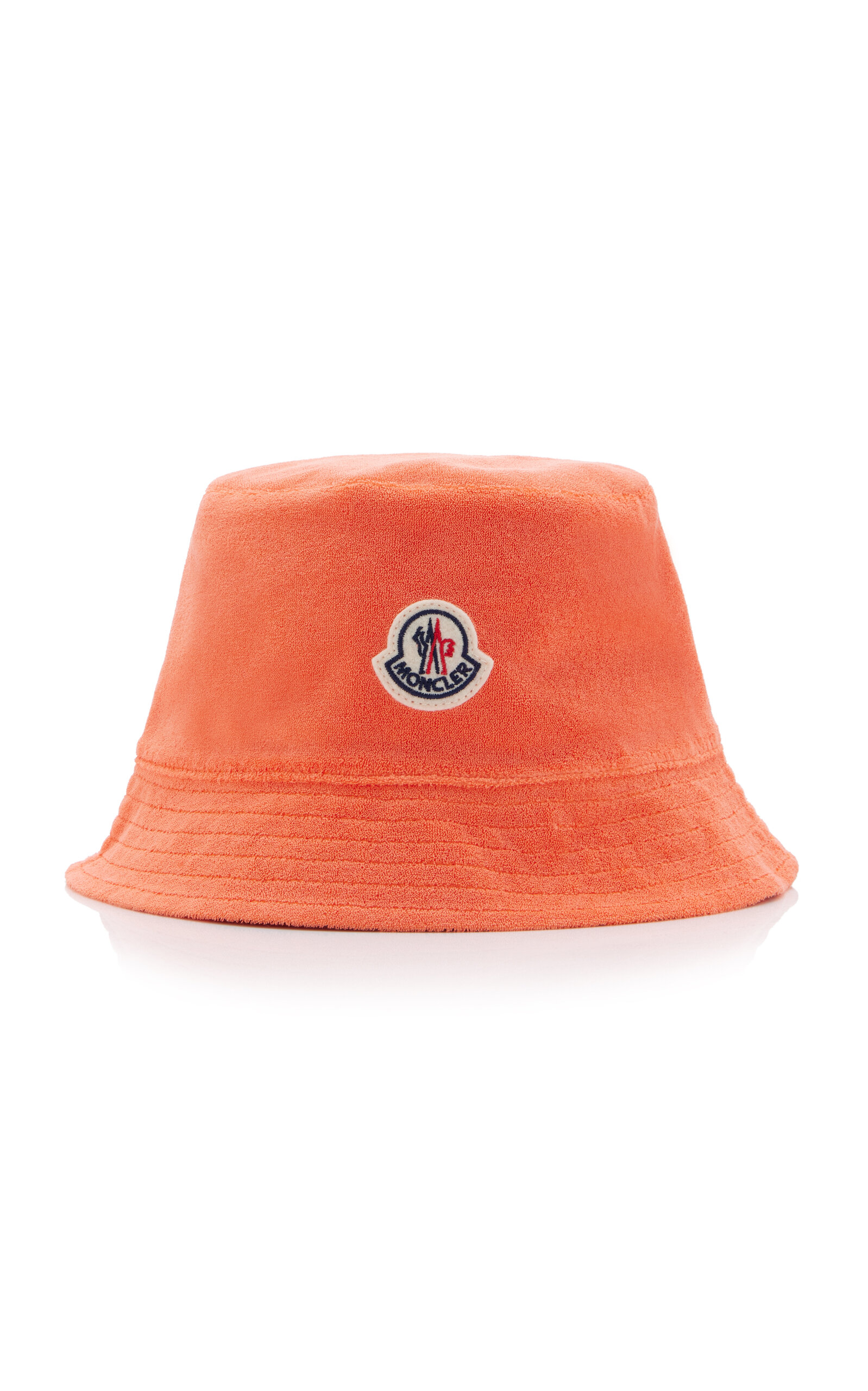 Shop Moncler Terry Bucket Hat In Orange