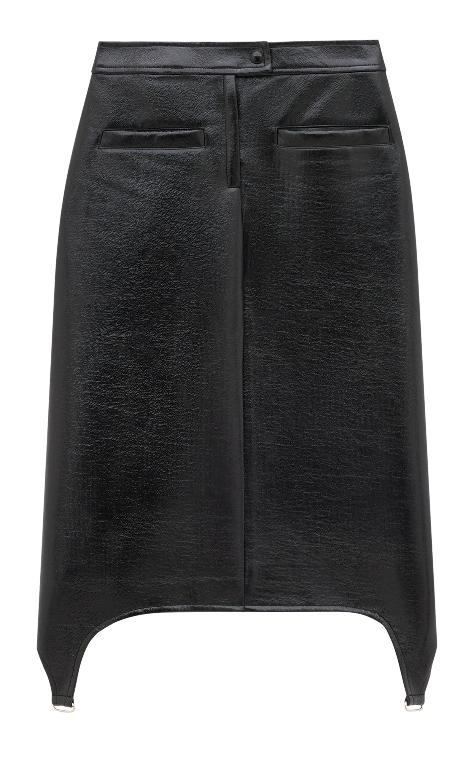 COURRÈGES WOMEN'S SUSPENDER-DETAILED VINYL MIDI SKIRT