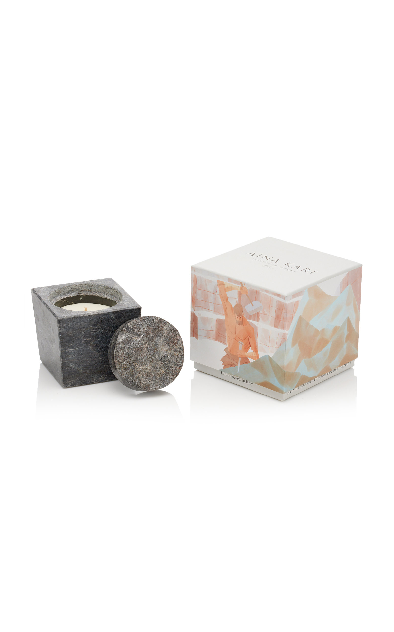 Aina Kari Vulcano Marble Candle In Black