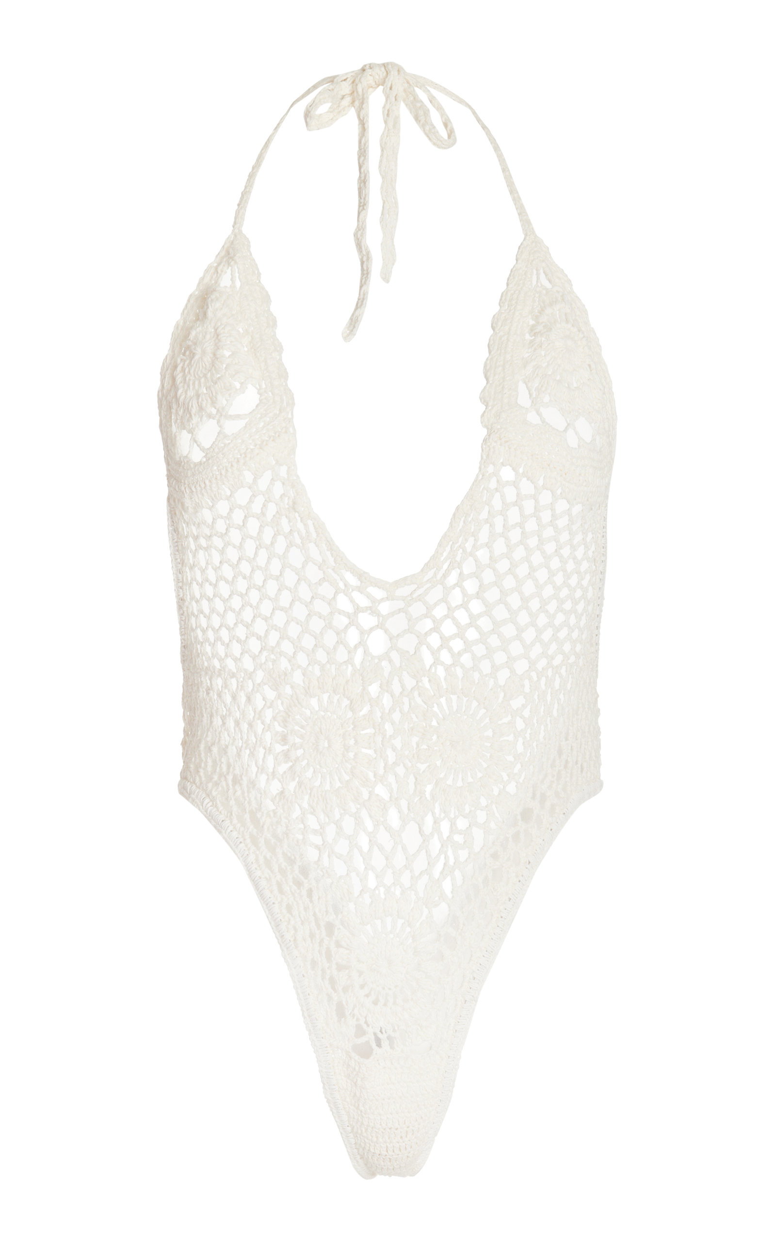 Akoia Swim Melati Cotton One-piece Swimsuit In White
